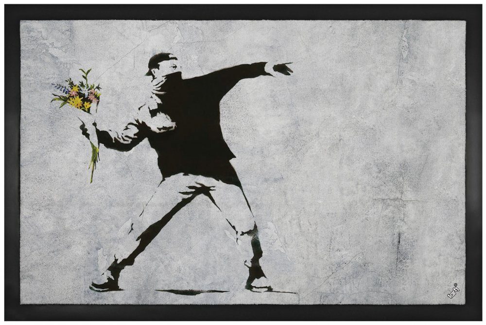 5 Der Streetart, Fußmatte Banksy mm Höhe: Blumenwerfer, Graffiti - 1art1,