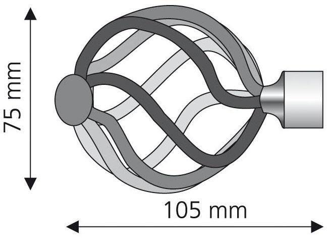 Gardinenstangen-Endstück Helena, Liedeco, Gardinen, (Set, 2-St), für  Gardinenstangen Ø 16 mm