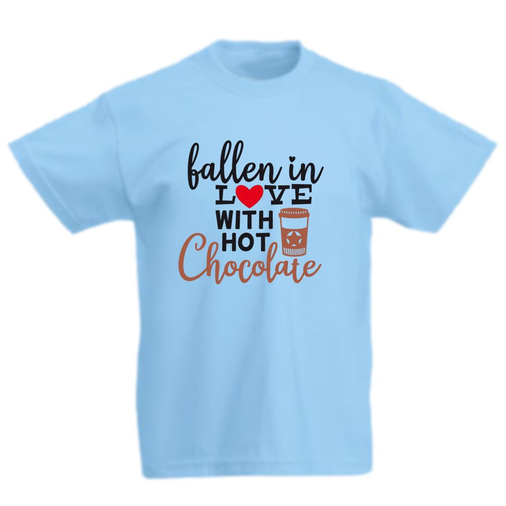 G-graphics T-Shirt Fallen in love with hot chocolate Kinder T-Shirt, mit Spruch / Sprüche / Print / Aufdruck
