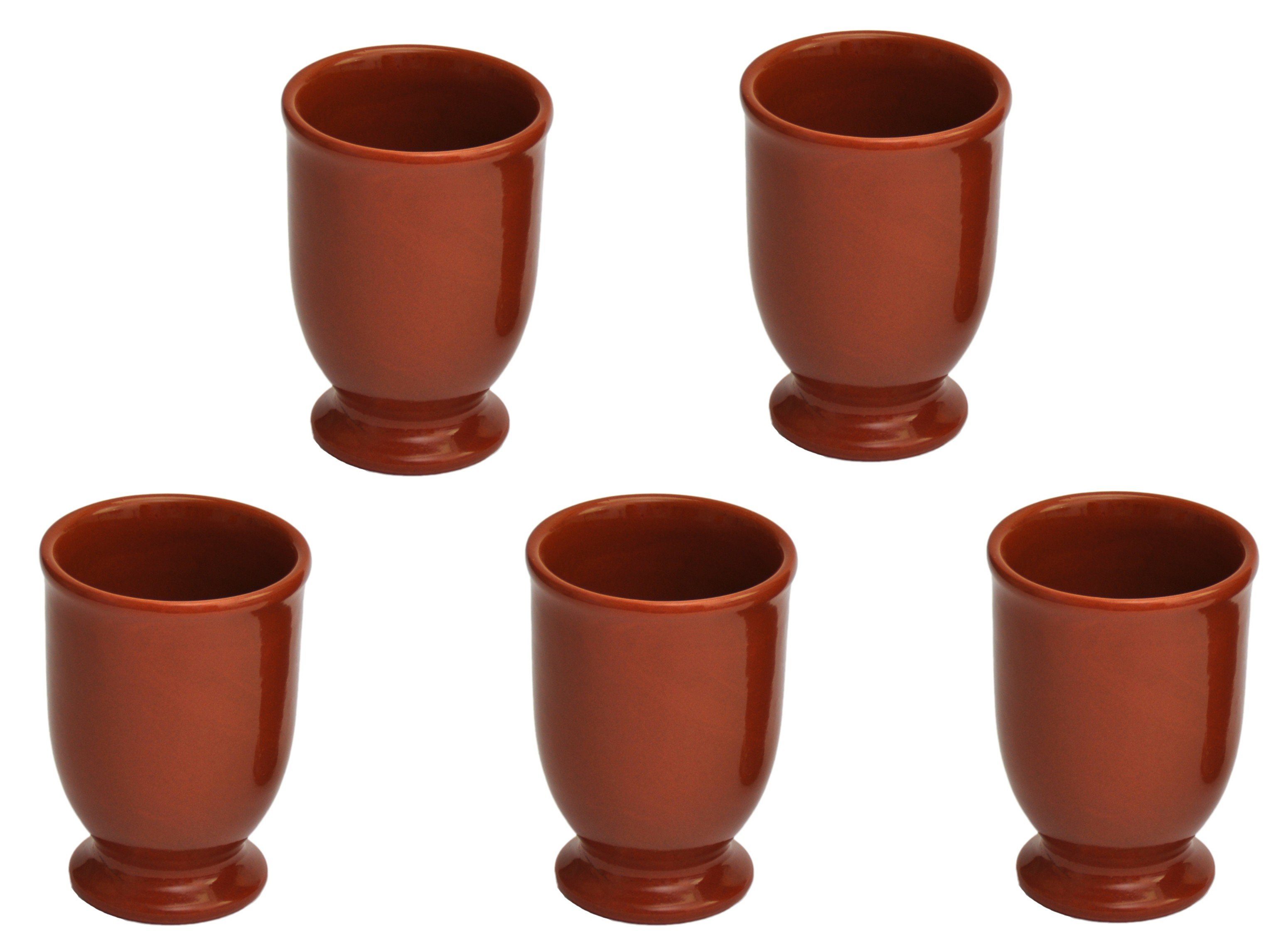 Becher 5er Set Lasierte Tonbecher 175ml ideal für Honigwein