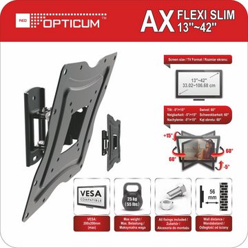 RED OPTICUM AX Flexi Slim 13 - 24 Zoll TV-Wandhalterung, (bis 42 Zoll, schwenkbar neigbar - Fernseher oder Monitore 13-42 Zoll - Vesa 200×200)