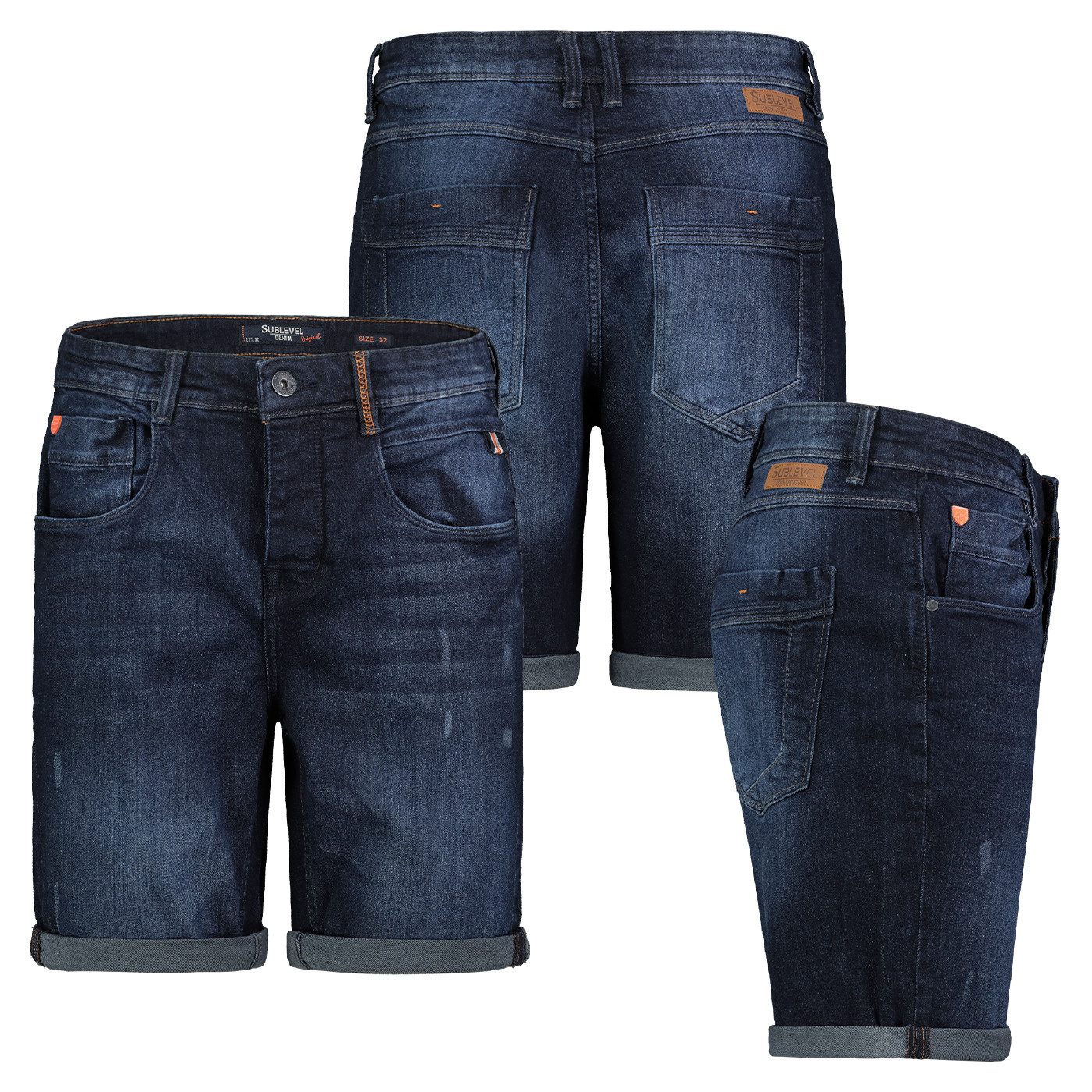 SUBLEVEL Bermudas Herren Jeans Short Freizeit Bermuda kurze Hose Jeans Denim Shorts