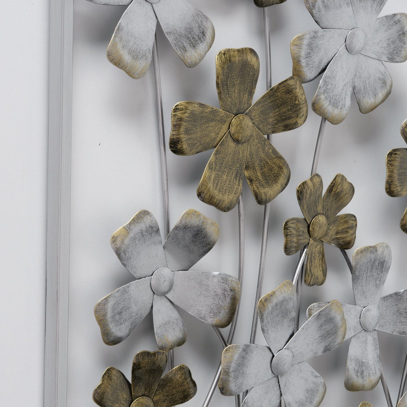 Blumen aus "Soya" silber/gold Metall in Wanddekoobjekt H75cm, BOLTZE