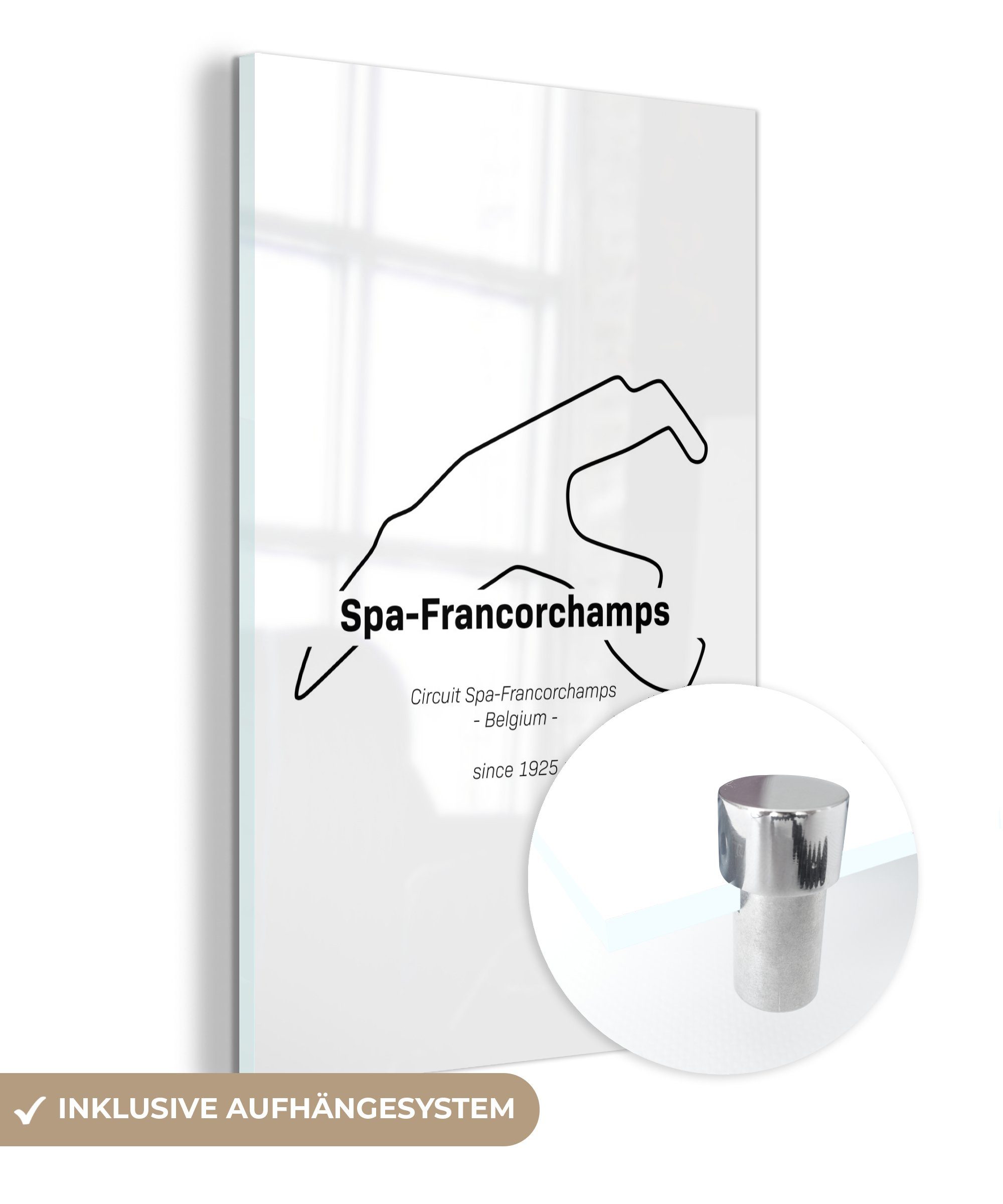 MuchoWow Acrylglasbild Formel 1 - Spa Francorchamps - Rennstrecke, (1 St), Glasbilder - Bilder auf Glas Wandbild - Foto auf Glas - Wanddekoration | Bilder