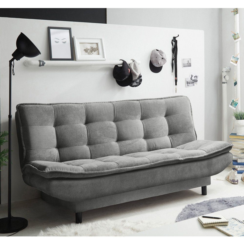 Lomadox Schlafsofa PIRNA-09, mit Bettkasten in 188x118 cm, in der Farbe dark grey grau