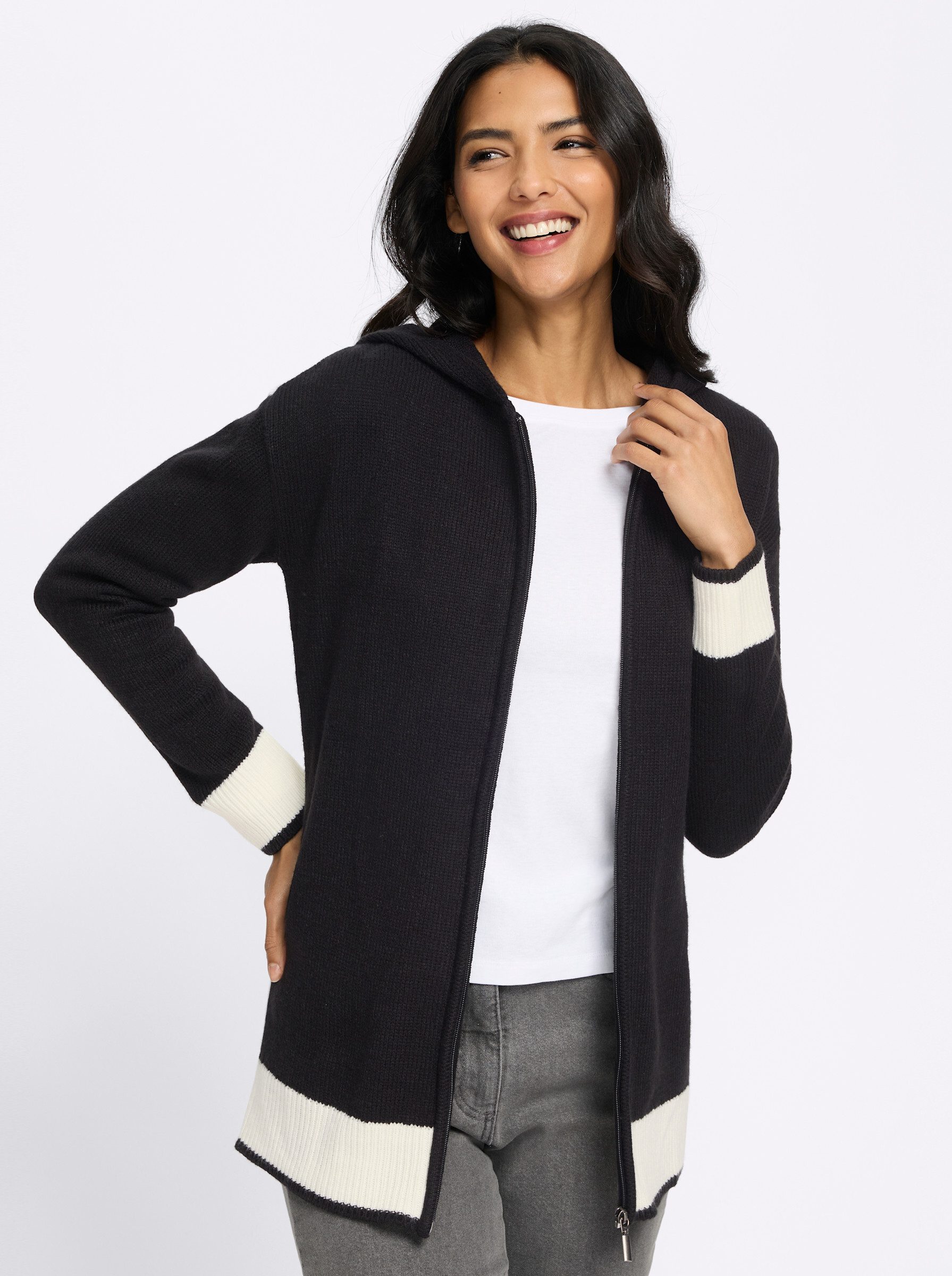 Sieh an! Strickjacke Long-Strickjacke Langarm Jersey günstig online kaufen