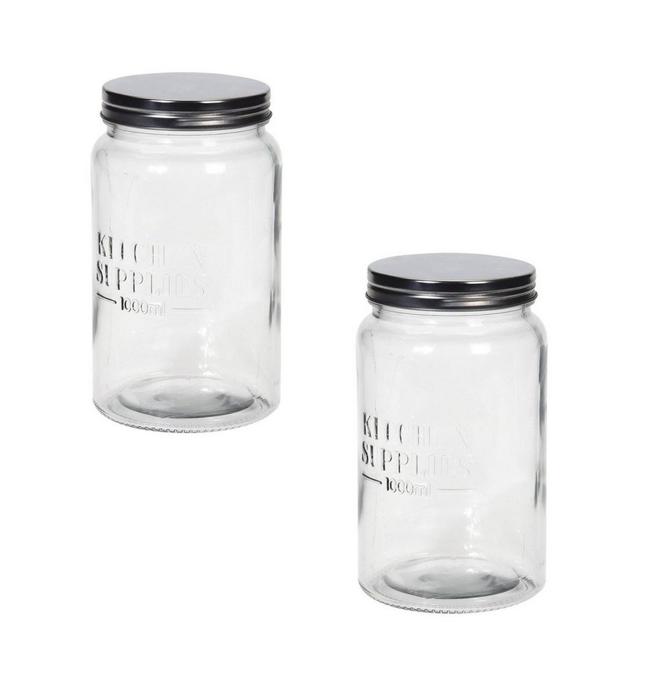 Neuetischkultur Vorratsglas Vorratsglas 1 Liter 2er Set Kitchen Suplies,  Glas, (Stück, 2-tlg), Vorratsdose Lebensmittelglas