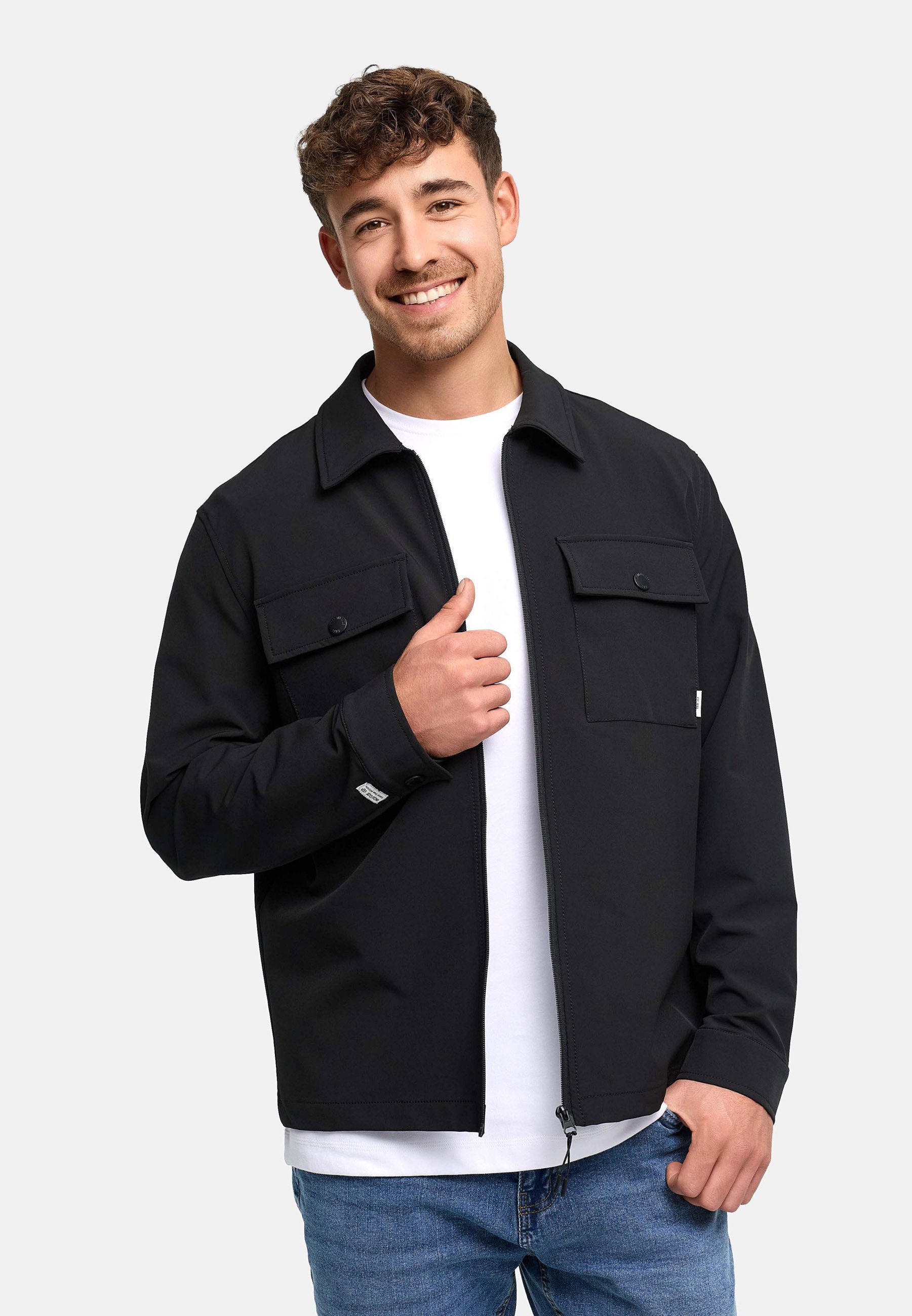 Indicode Langarmhemd Herren INRommie Overshirt mit zwei Brust-Taschen und Reißverschluss
