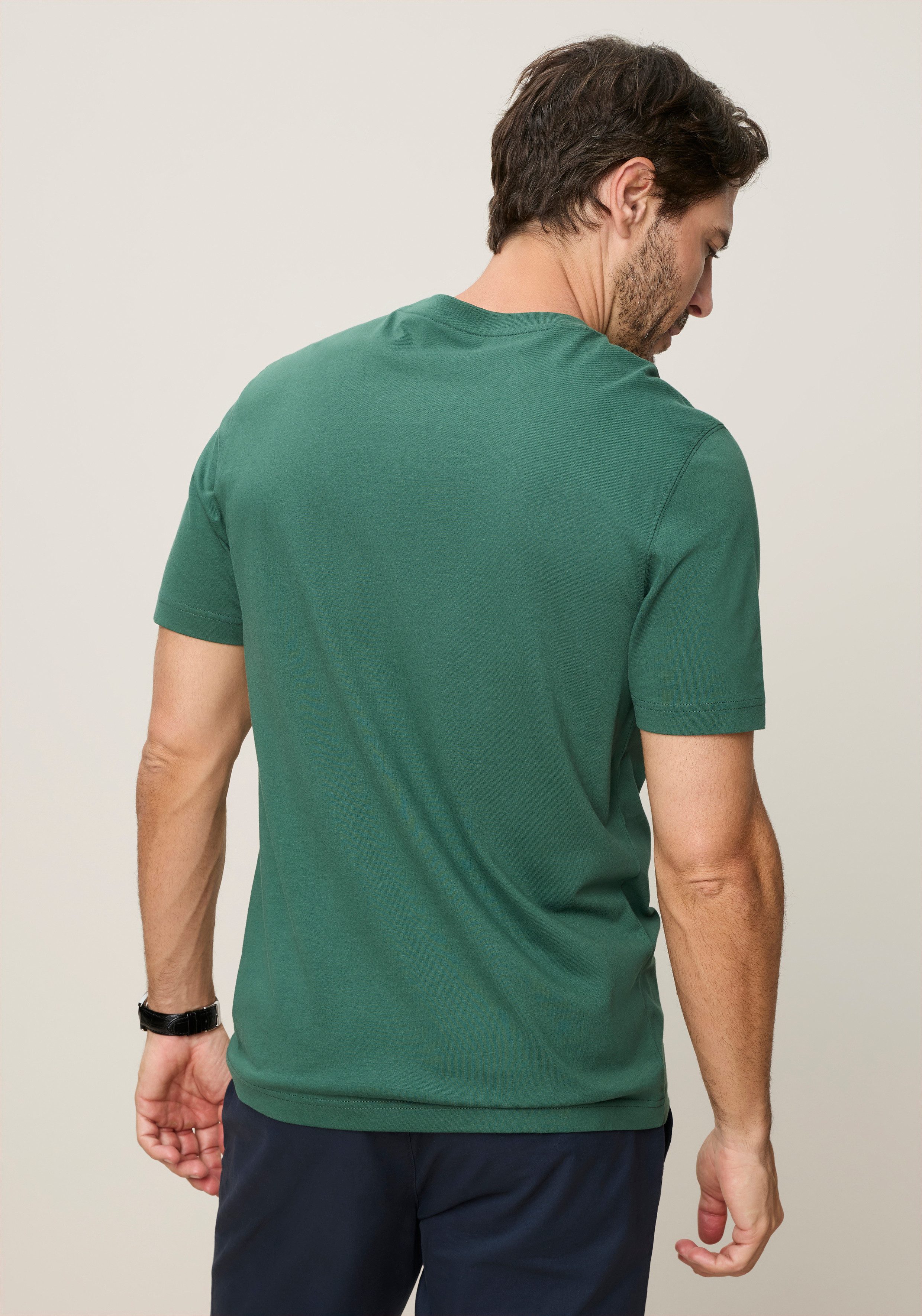 Man's World Rundhalsshirt normale Passform, Kurzarm, bedruckte Optik mit Print-Applikation