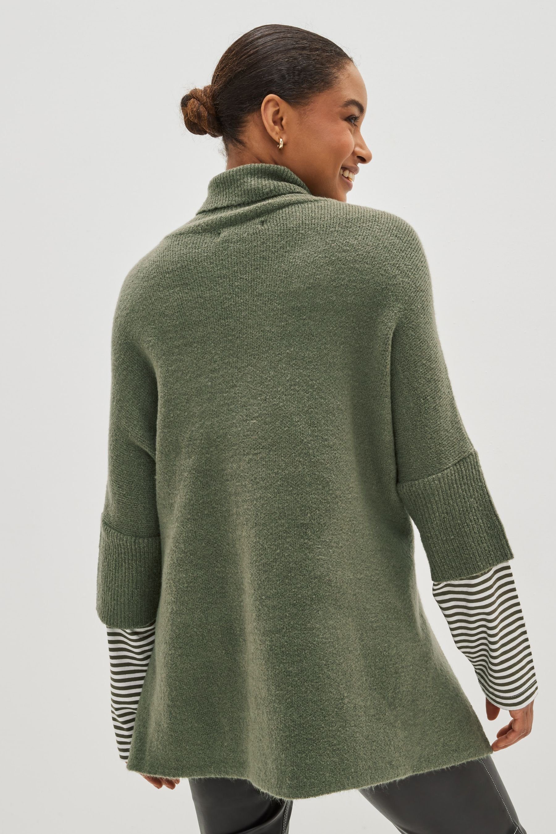 Next Strickponcho Gestrickter Poncho mit imitierten Ärmeln (1-tlg) günstig online kaufen