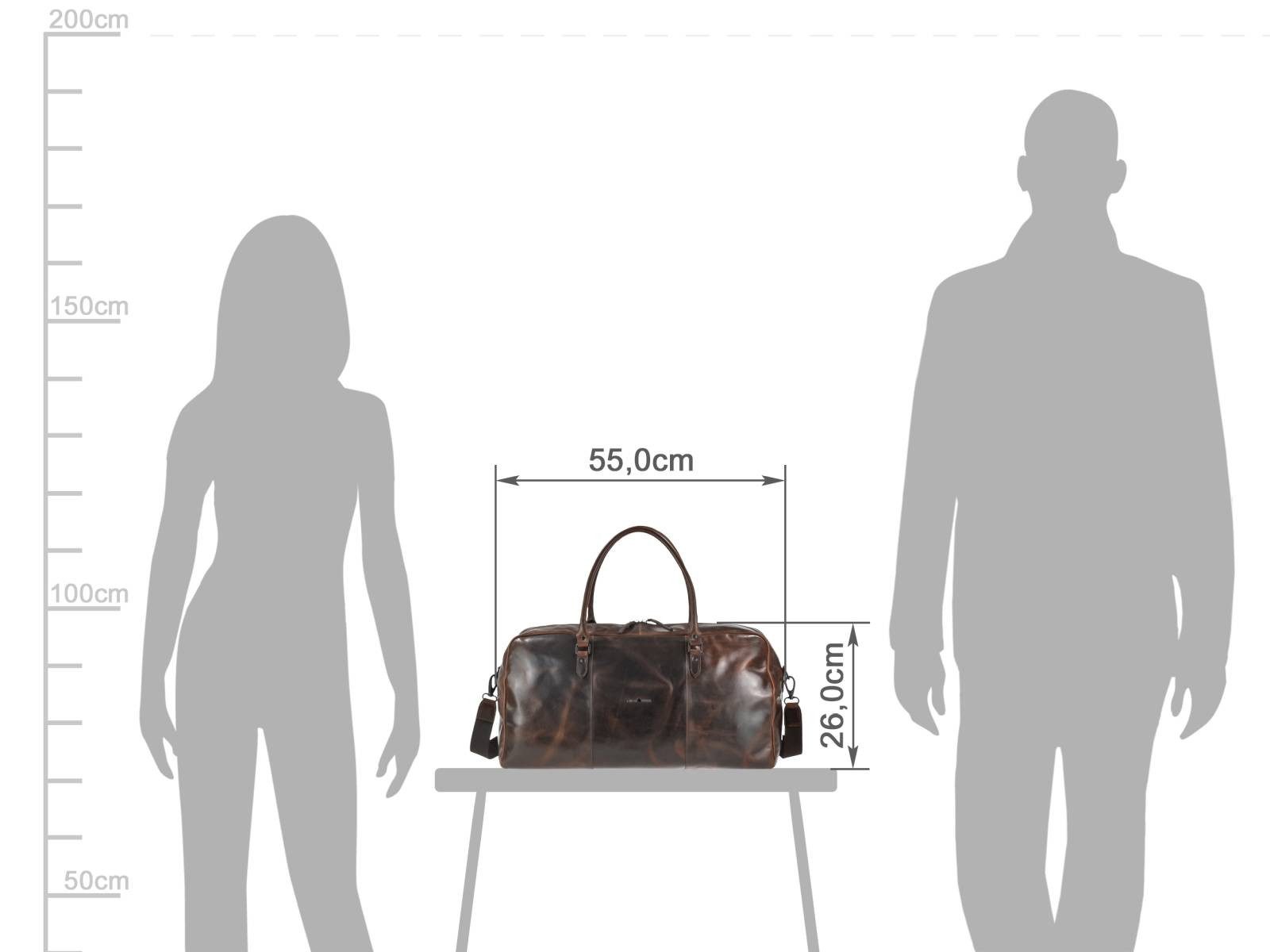 Greenburry Reisetasche "Newport" Leder Weekender Sporttasche, Weekender 55x26x26cm, Sporttasche, Leder