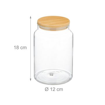 relaxdays Vorratsglas 3er Set Vorratsgläser mit Deckel 1500 ml, Glas