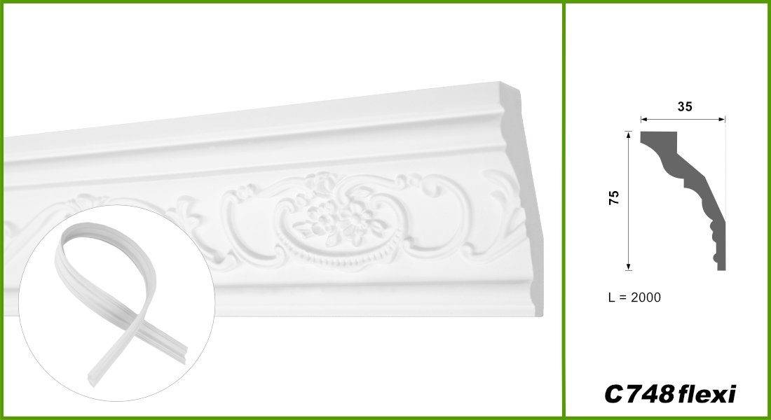 Hexim Stuckleiste C748 flexi, 2 Meter günstig online kaufen