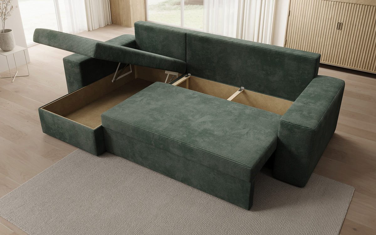 Luxusbetten24 Schlafsofa Designer Sofa Denver in Cord, mit Stauraum und Schlaffunktion – Bild 4 von 5