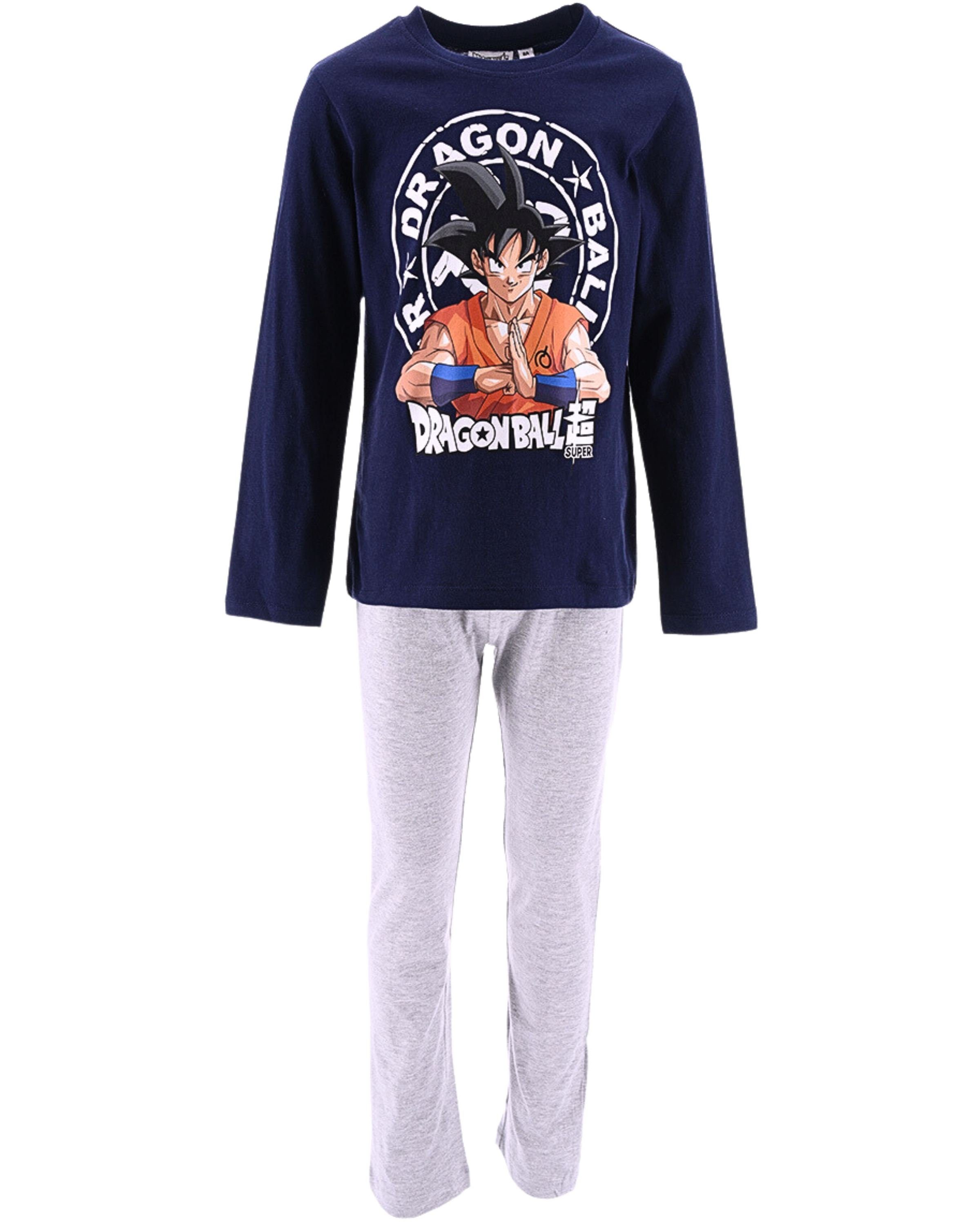 Dragon Ball Schlafanzug (2 tlg) langarm Pyjama Gr.128-164 Jungen Dunkelblau-Grau cm
