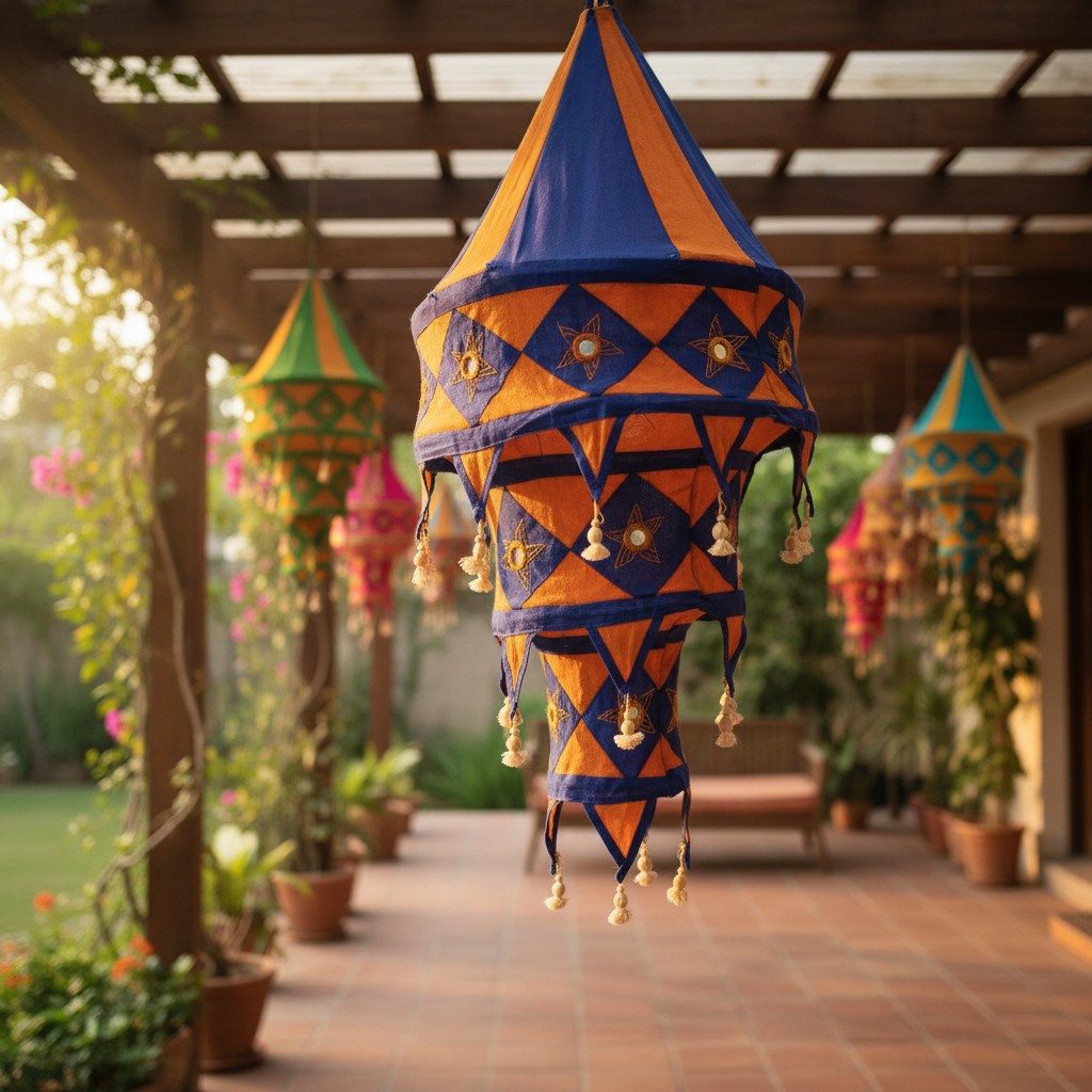 Guru-Shop Lampenschirm Indische Stofflaterne, Orissa Lampenschirm,..