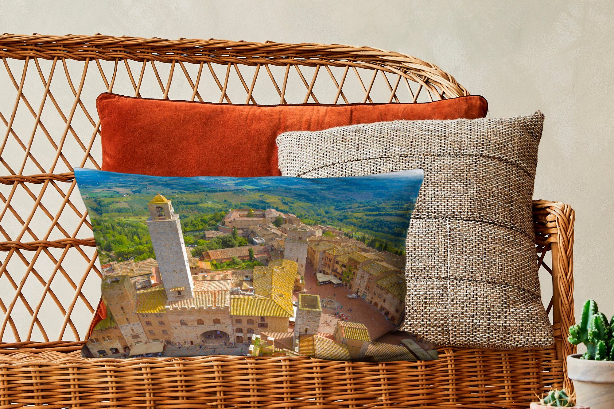 MuchoWow Dekokissen San Gimignano von in Füllung, Italien, der Wohzimmer oben Toskana, Dekokissen Schlafzimmer Zierkissen, mit Dekoration