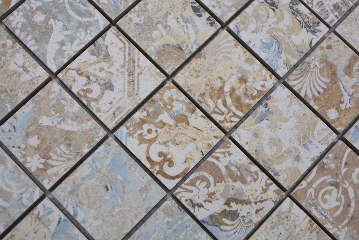 Thumbnail - Mosani Mosaikfliesen Natursteinzeug Mosaik leicht mehrfarbig matt / 10 Mosaikmatten