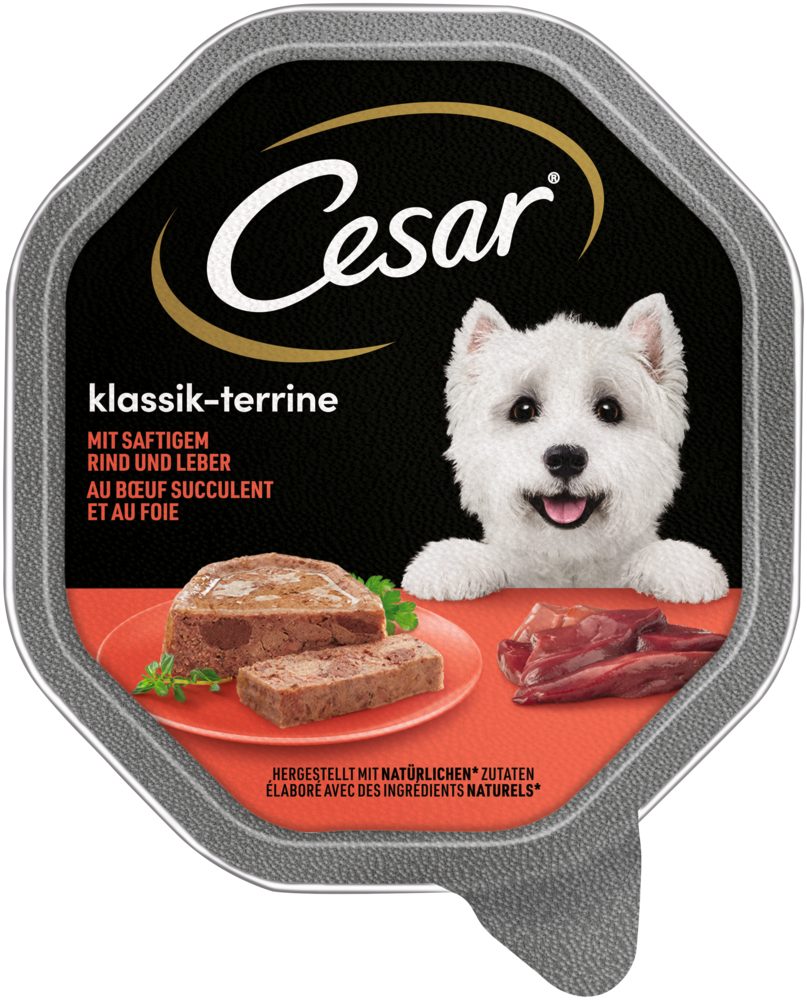 Cesar CESAR® Schale Klassiker mit Rind und Leber 150g, Nassfutter für: Hund