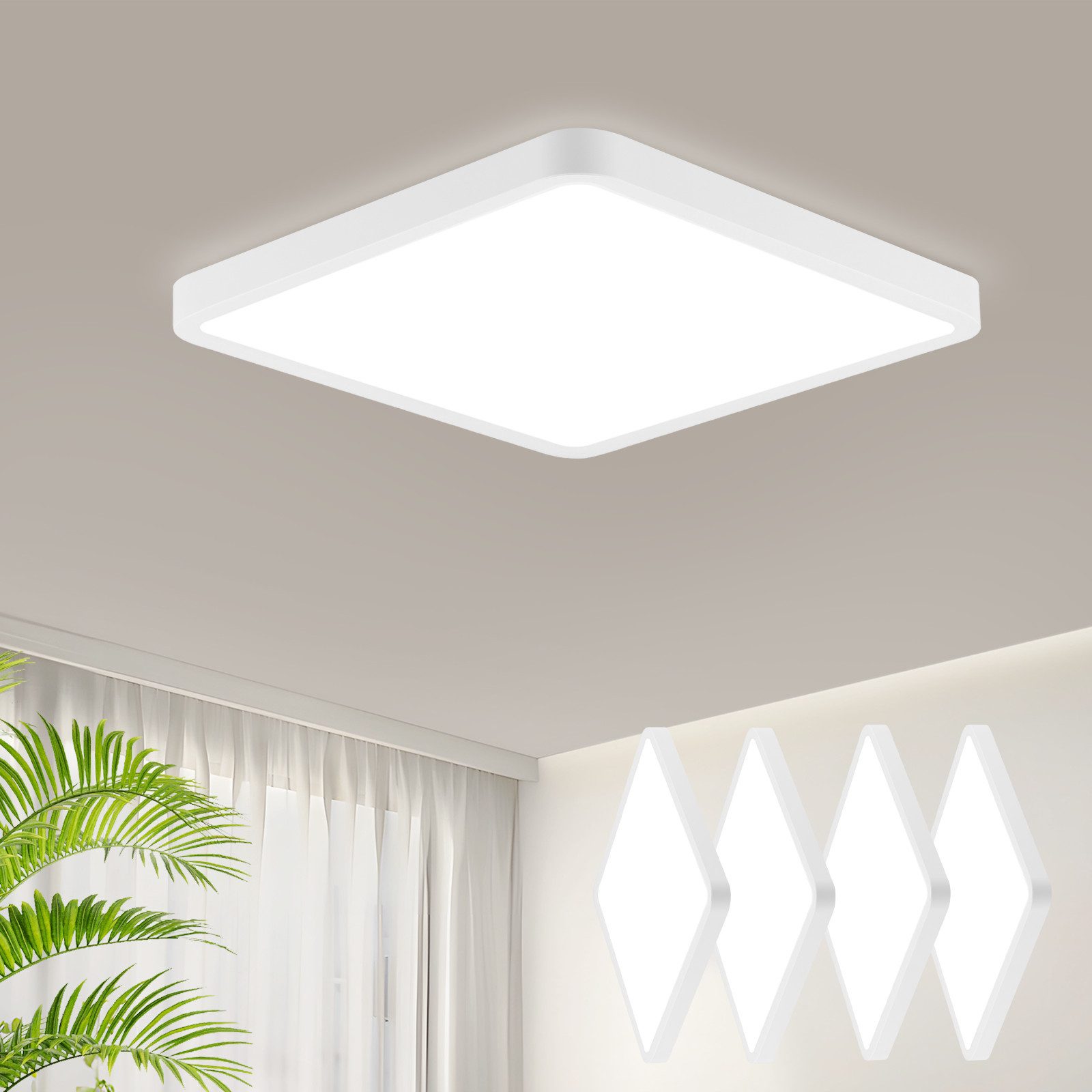 Nettlife LED Deckenleuchte Eckig Badezimmer Flach günstig online kaufen