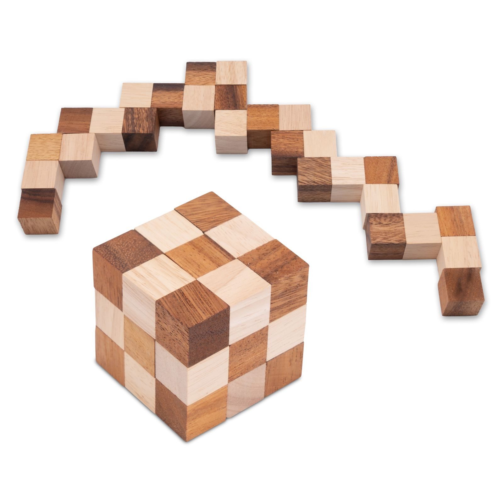 LOGOPLAY 3D-Puzzle Schlangenwürfel 3x3 Gr. L, Puzzleteile, Schlangenwürfel 3x3 Gr. L 7,5 cm Kantenlänge Snake Cube 3D Puzzle aus