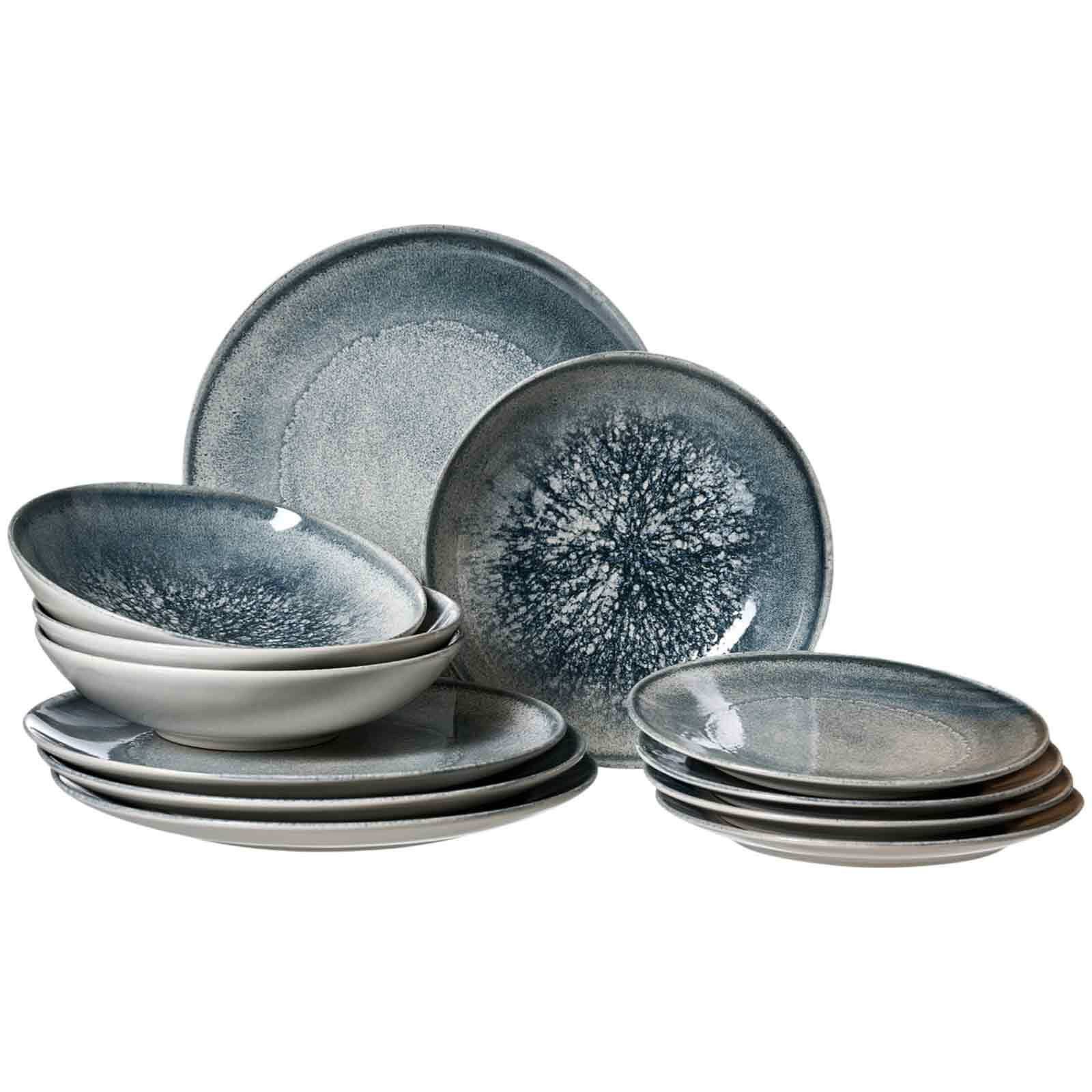 Ritzenhoff & Breker Tafelservice Grana Teller-Set 12-tlg. (12-tlg), 4 Personen, Steinzeug