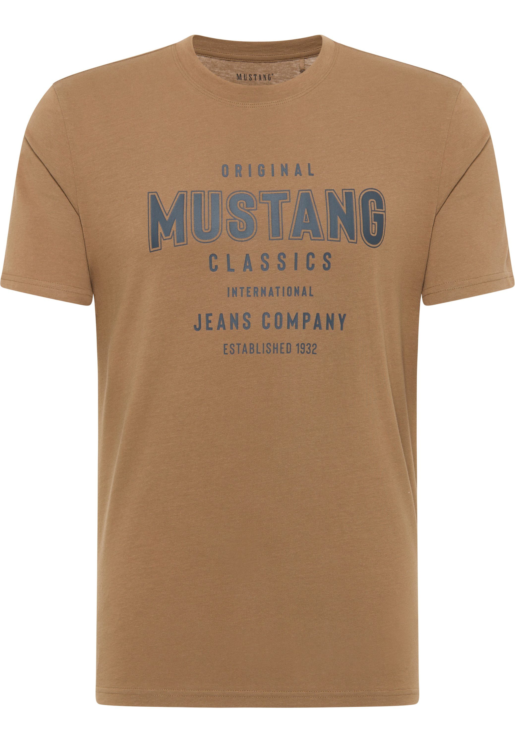 Kurzarmshirt Print-Shirt MUSTANG hellbraun Mustang