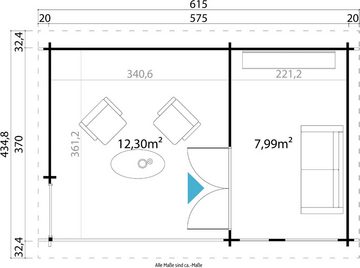 LASITA MAJA Gartenhaus TORQUAY, BxT: 615x435 cm, (Set, inkl. Fussbodenbretter zum verlegen)