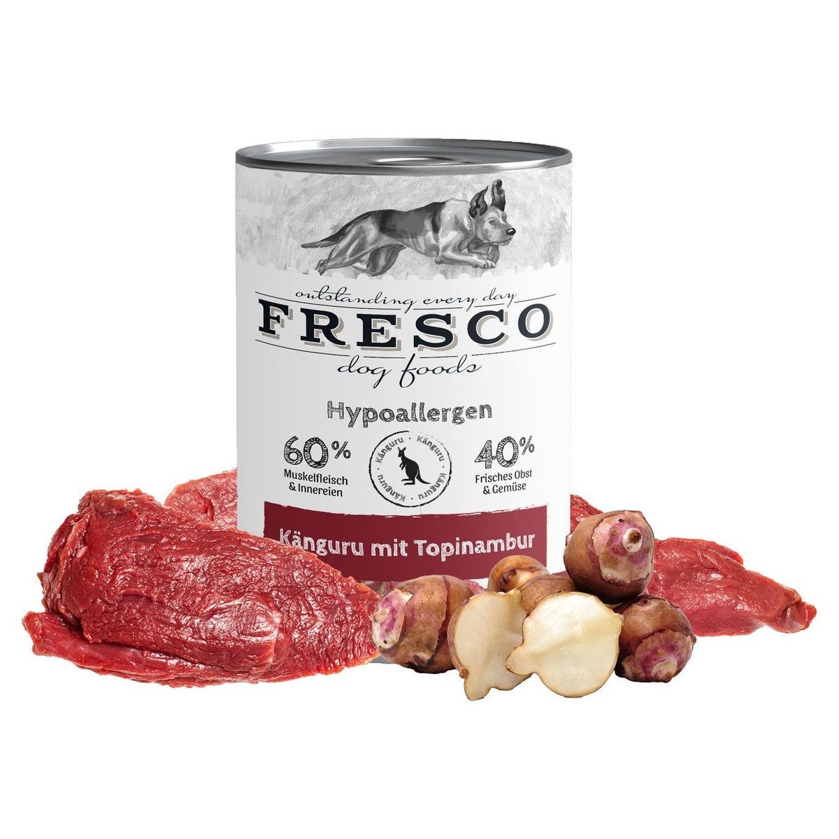 Fresco Dog Hypoallergen-Menü Känguru mit Topinambur 400 g - 12 Stück, Nassfutter für: Hund