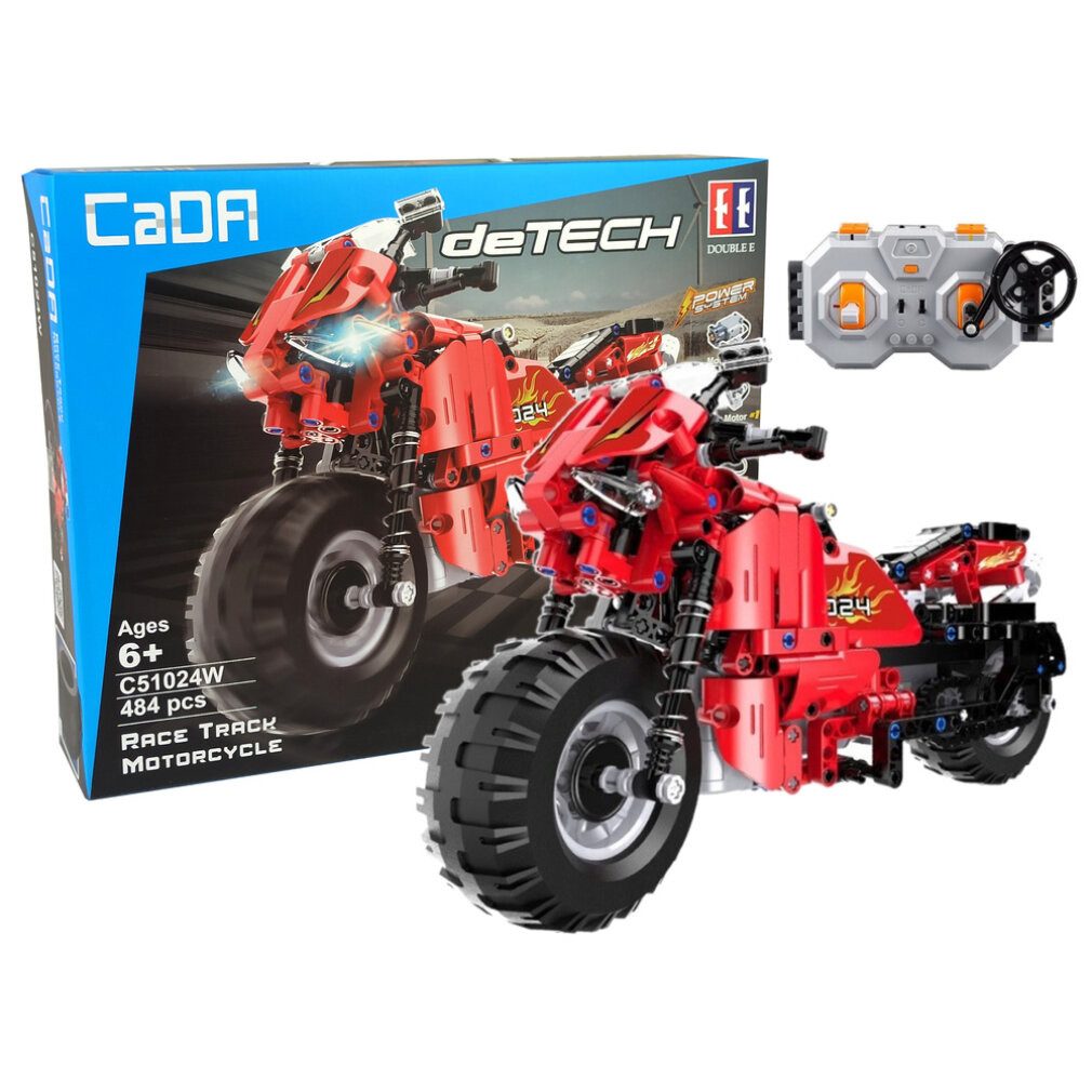 LEAN TOYS CADA Building Blocks Set Remote Controlled Motorcycle 2.4G 484 pcs Spielbausteine, (Packung)