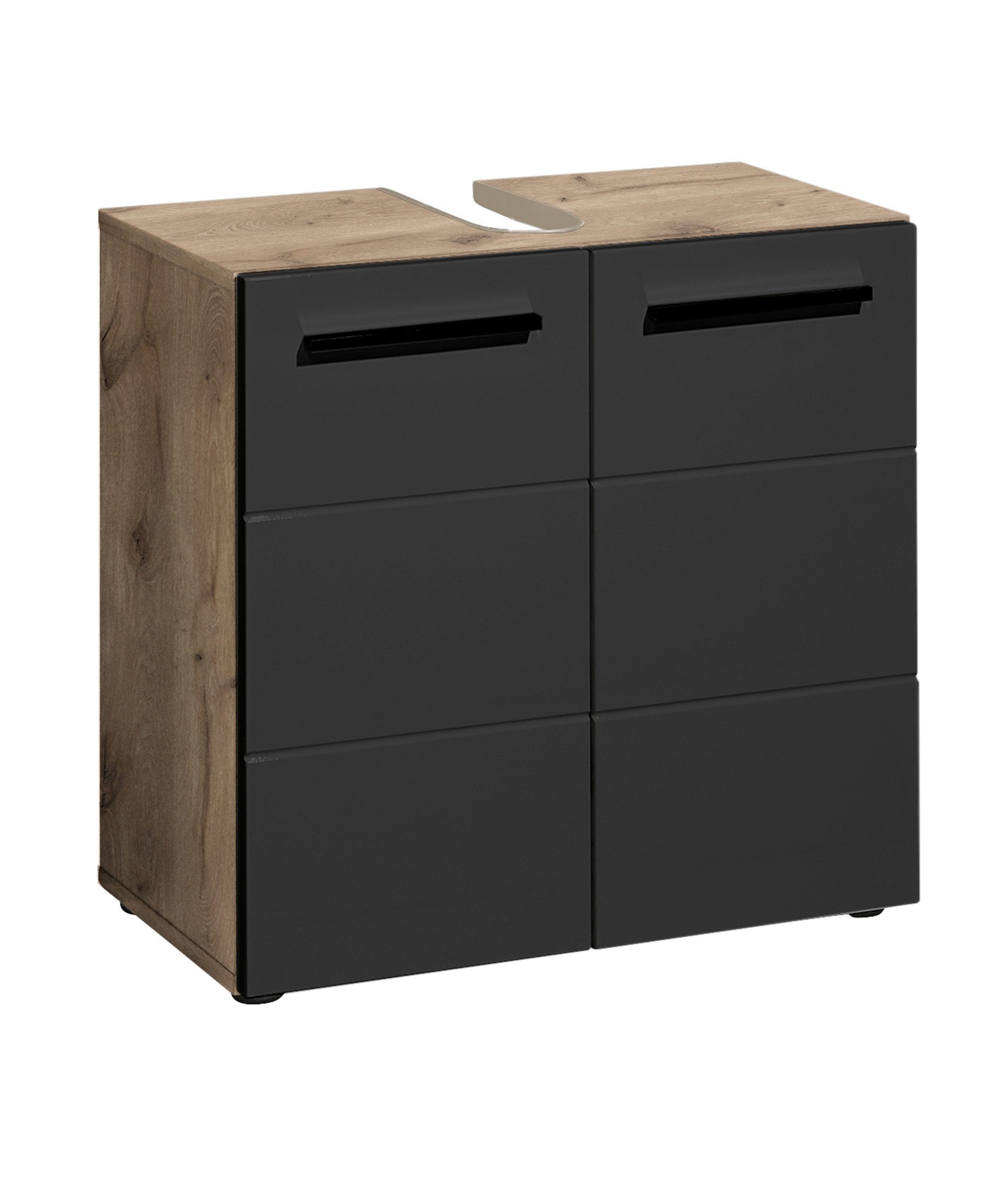 PREISBRECHER Waschbeckenunterschrank Vista 2 Türen, 1 Boden, schwarz / viki günstig online kaufen