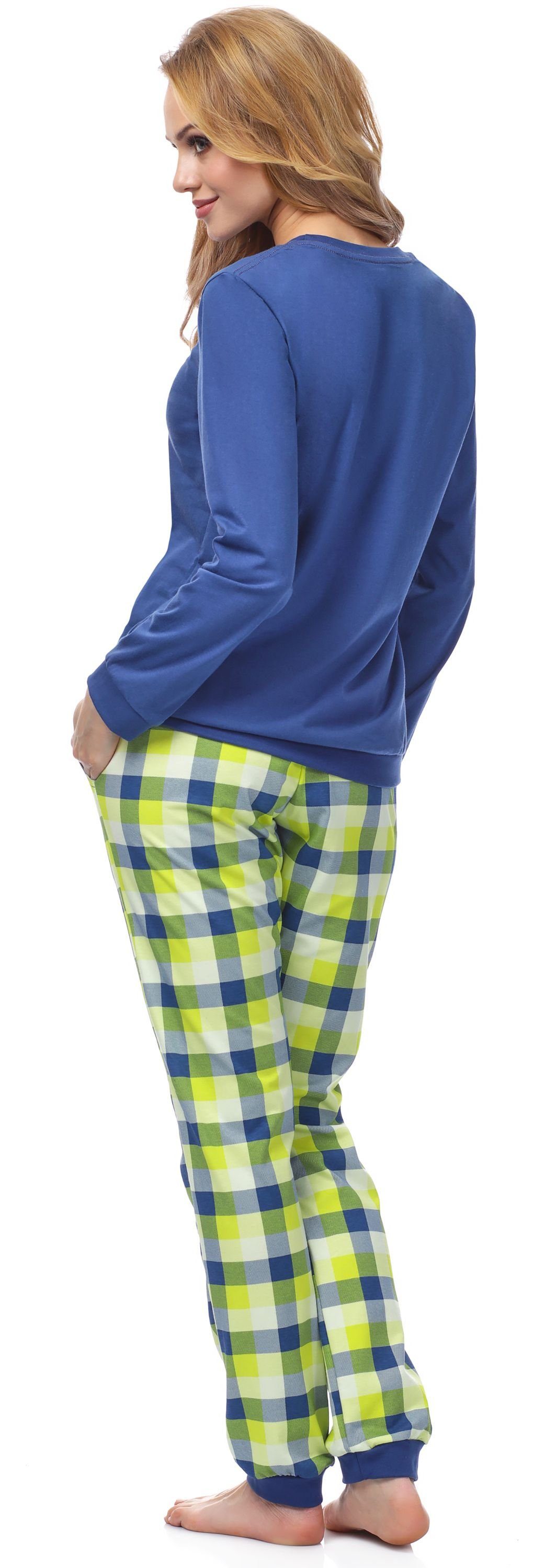 Cornette Schlafanzug Damen Schlafanzug Zweiteiler Pyjama Langarm mit Rundha günstig online kaufen