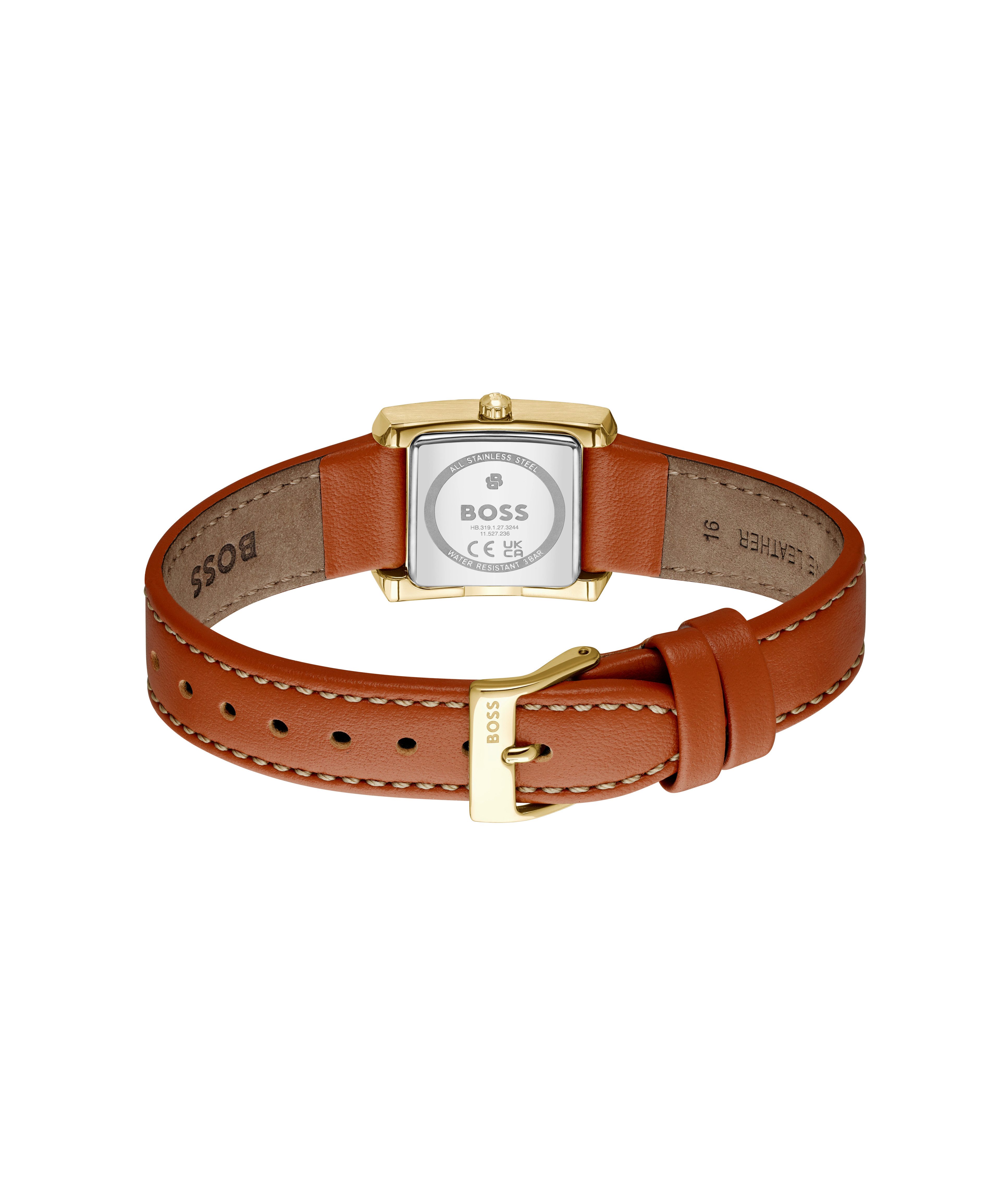 BOSS Quarzuhr LUCY SCALA 1502846, Armbanduhr, Damenuhr, Lederarmband, analog