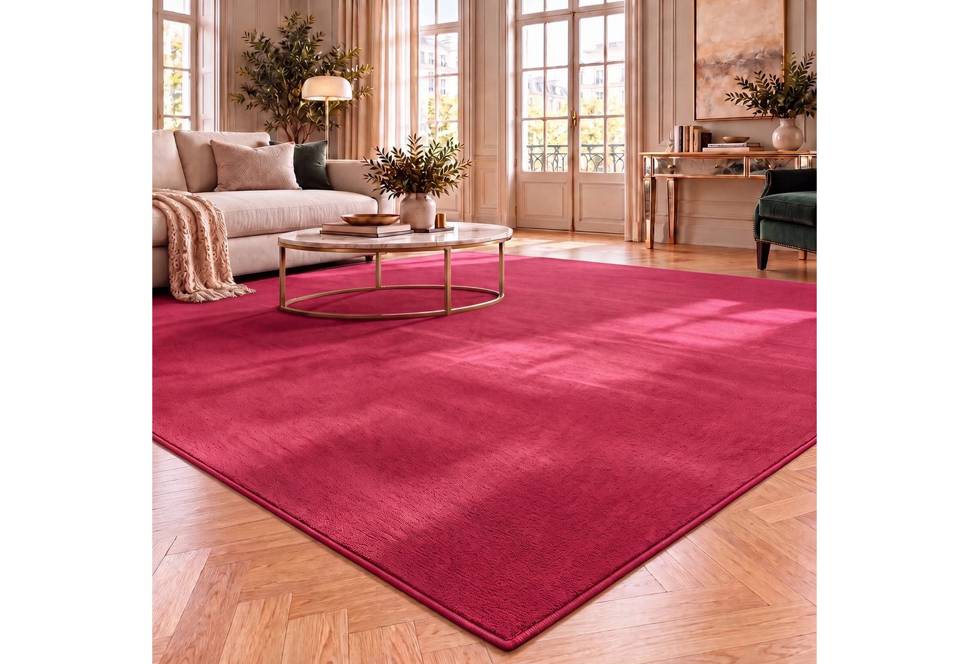 Vimoda Teppich Cozy Kurzflor Teppich – Angenehm warm & weich, waschbar & rutschfest, Rechteck, Höhe: 10 mm, Fellteppich Uni, Wohnzimmer, Schlafzimmer, kinderzimmer