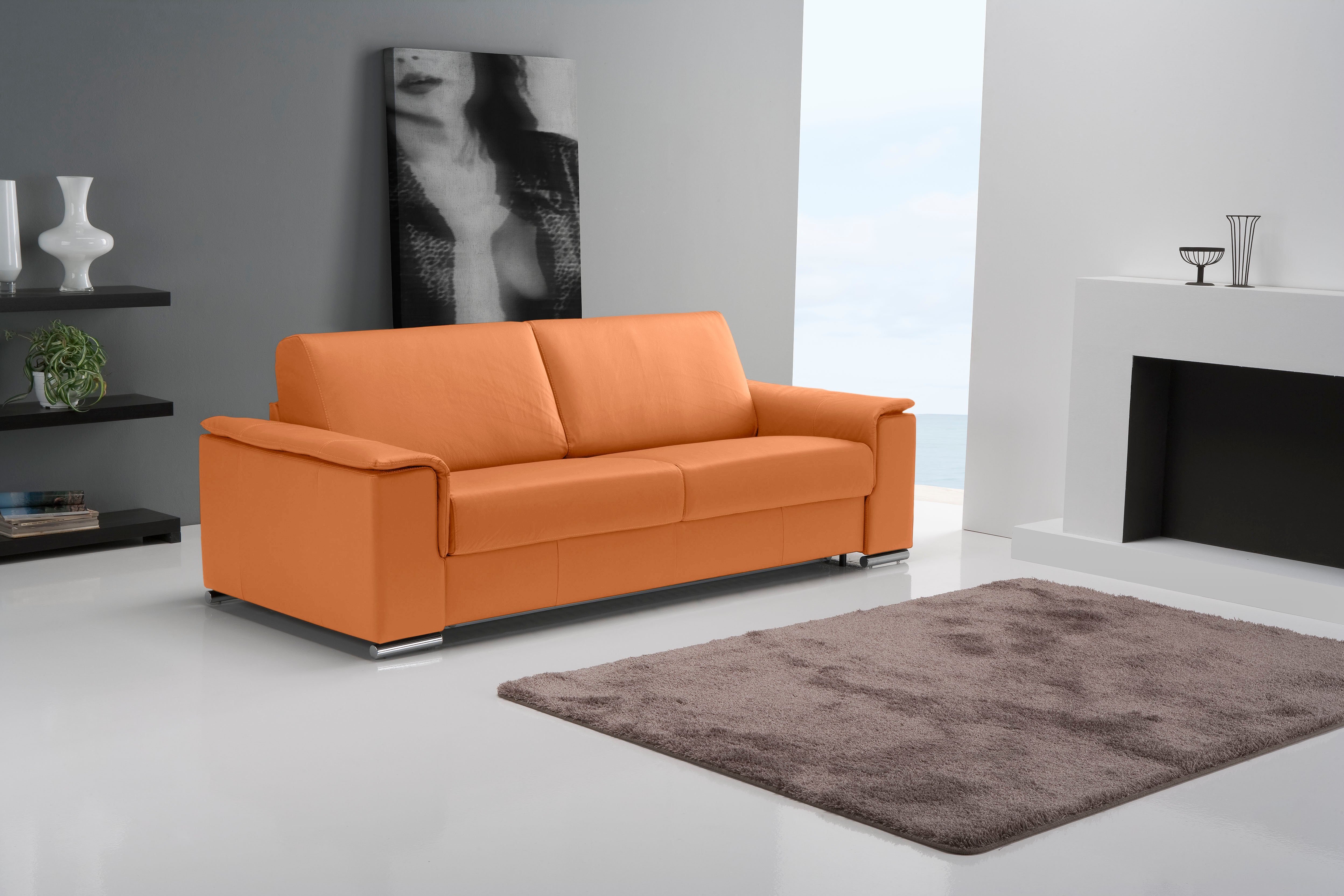 Egoitaliano Schlafsofa Cecilia, modern & elegant, erstklassiger Sitzkomfort, Dauerschläfer, inkl. Matratze und hochwertigem Metallbettrahmen, toller Schlafkomfort