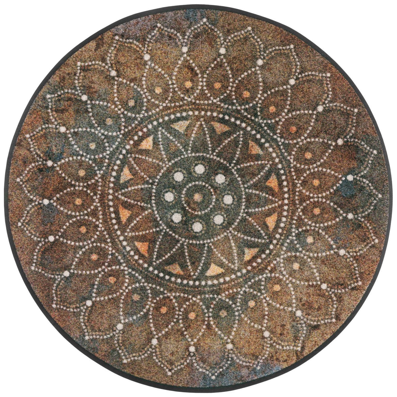 Floornovo Fußmatte Floornovo Schmutzfangmatte Orientnote waschbare Fussmatte, rund, rutschfest