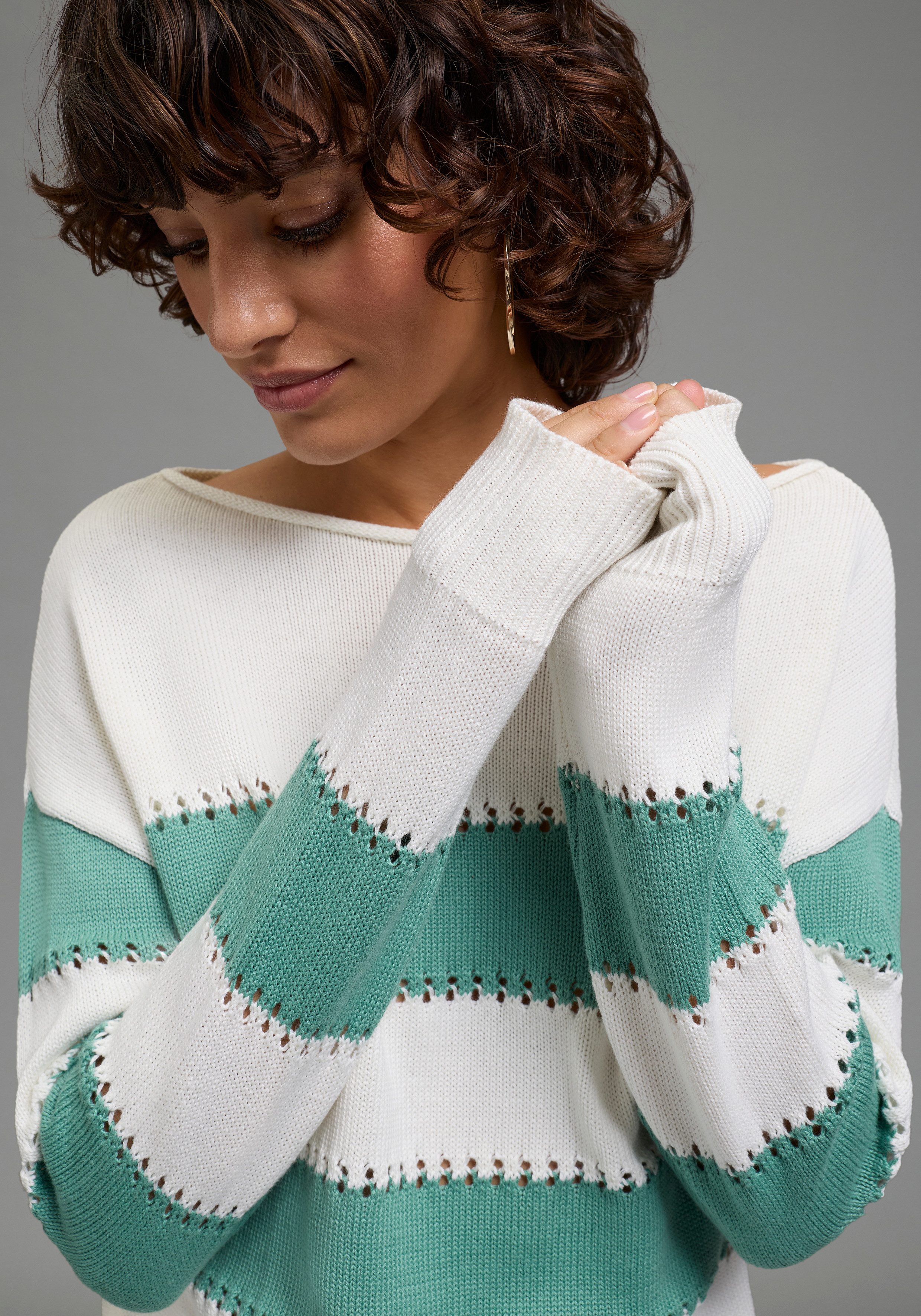 Laura Scott Streifenpullover leichter Sommerpullover mit modernem Lochmuster. € 39,99, (€ 39,99 pro 1 Stk).