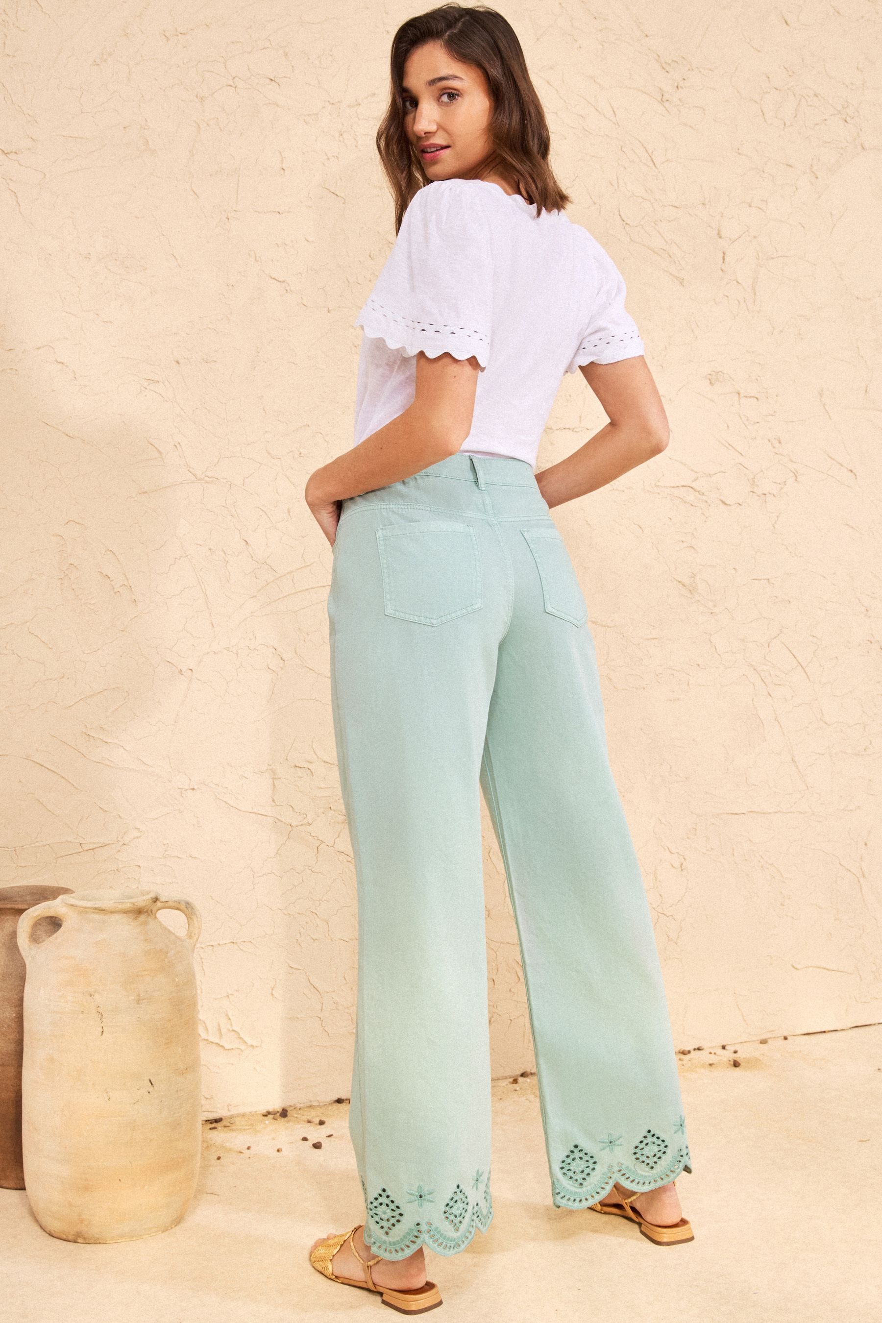 Love & Roses Weite Jeans Love & Roses verkürzte Jeans mit weitem Bein (1-tlg)