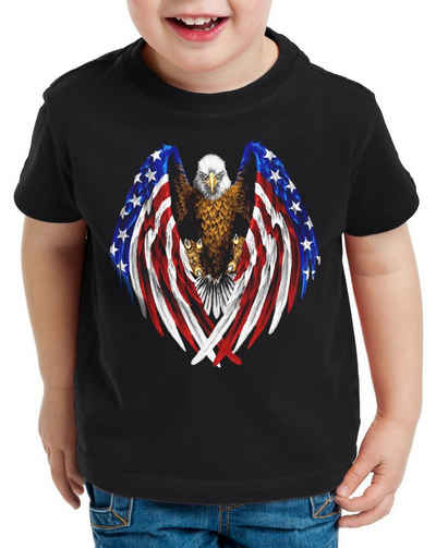 style3 Print-Shirt Kinder T-Shirt USA Adler US Amerika Stars Stripes Weisskopfadler