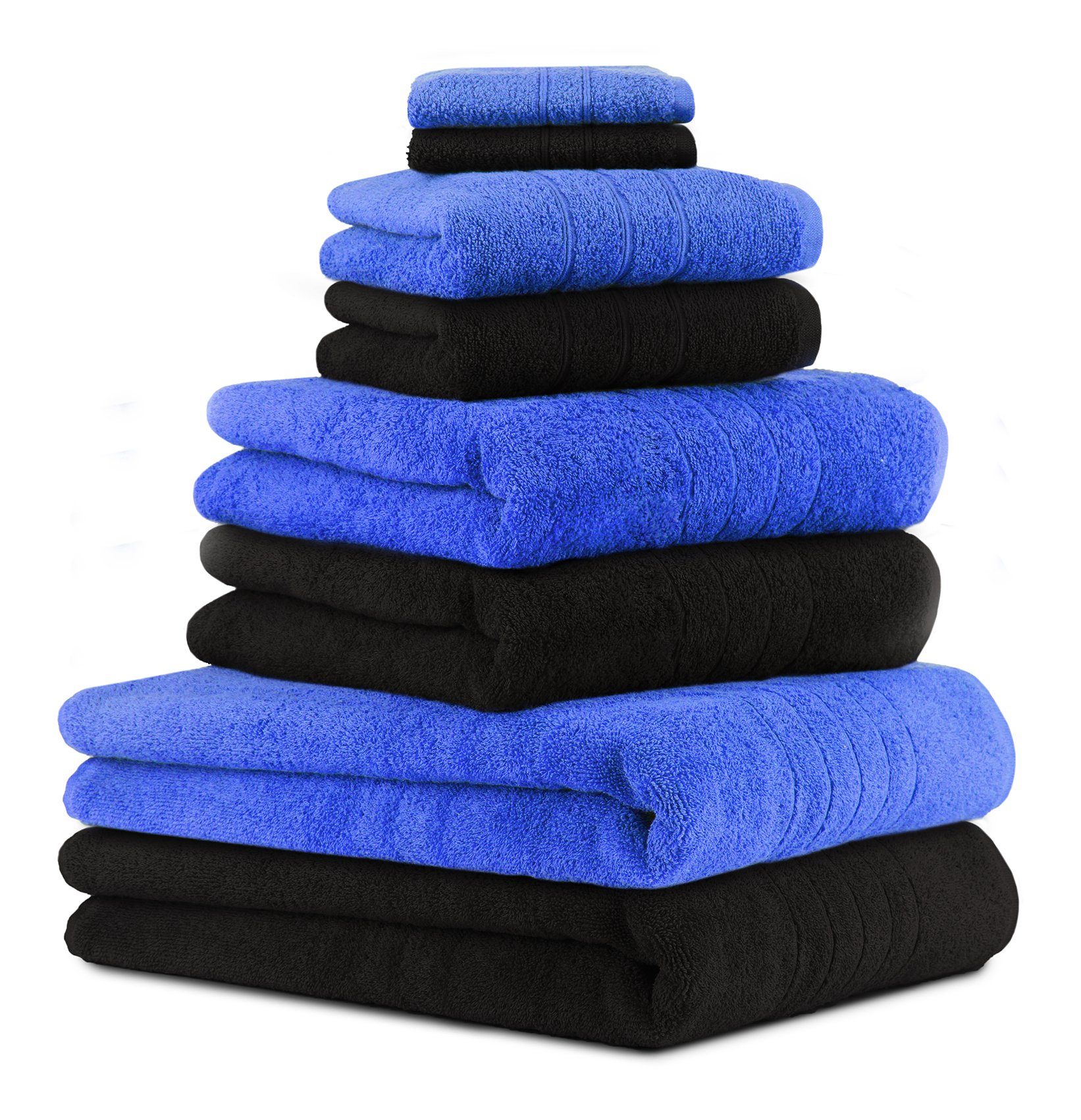 Betz Handtuch Seiftücher Handtuch-Set blau, Baumwolle, 2 und (8-tlg) 100% 8-TLG. Deluxe Duschtücher schwarz Farbe Set 2 2 Baumwolle 2 100% Badetücher Handtücher