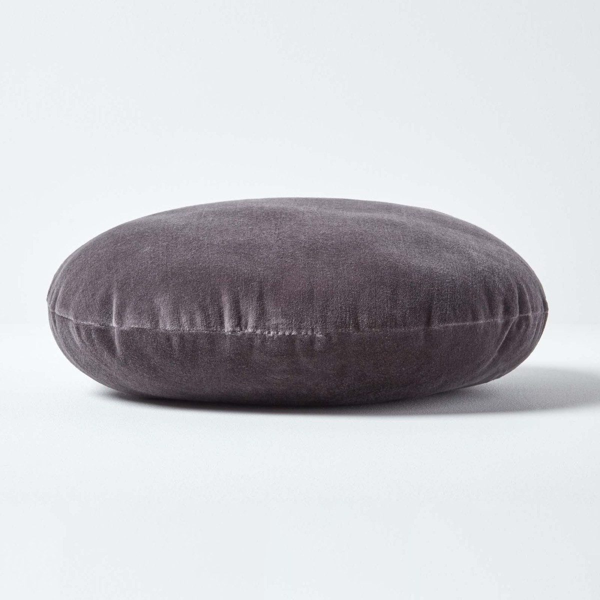 Homescapes Dekokissen Samt Kissen, 40 cm rund, Anthrazit