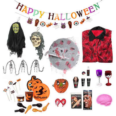 Maskworld Kostüm Halloween Party & Deko Box XXL 70-teilig, Bist du bereit für die schaurigste Nacht des Jahres? Mit unserer Hall