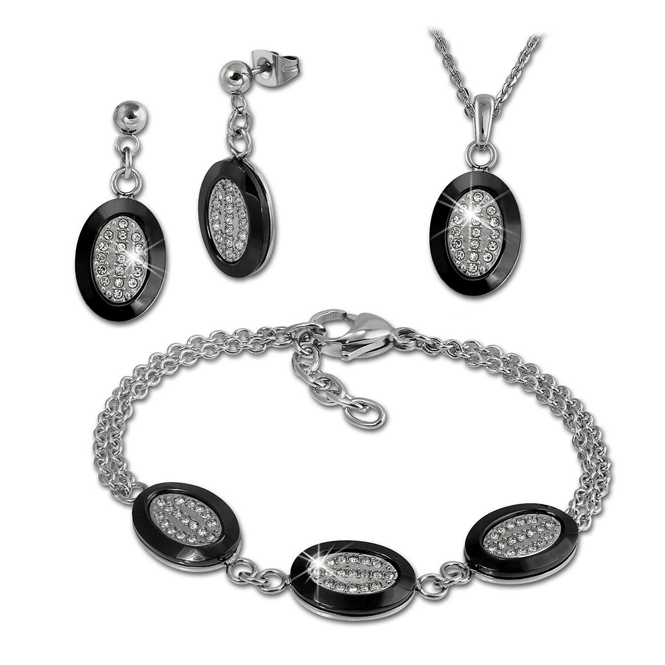 Amello Schmuckset Amello Edelstahlschmuckset Keramik Rund günstig online kaufen