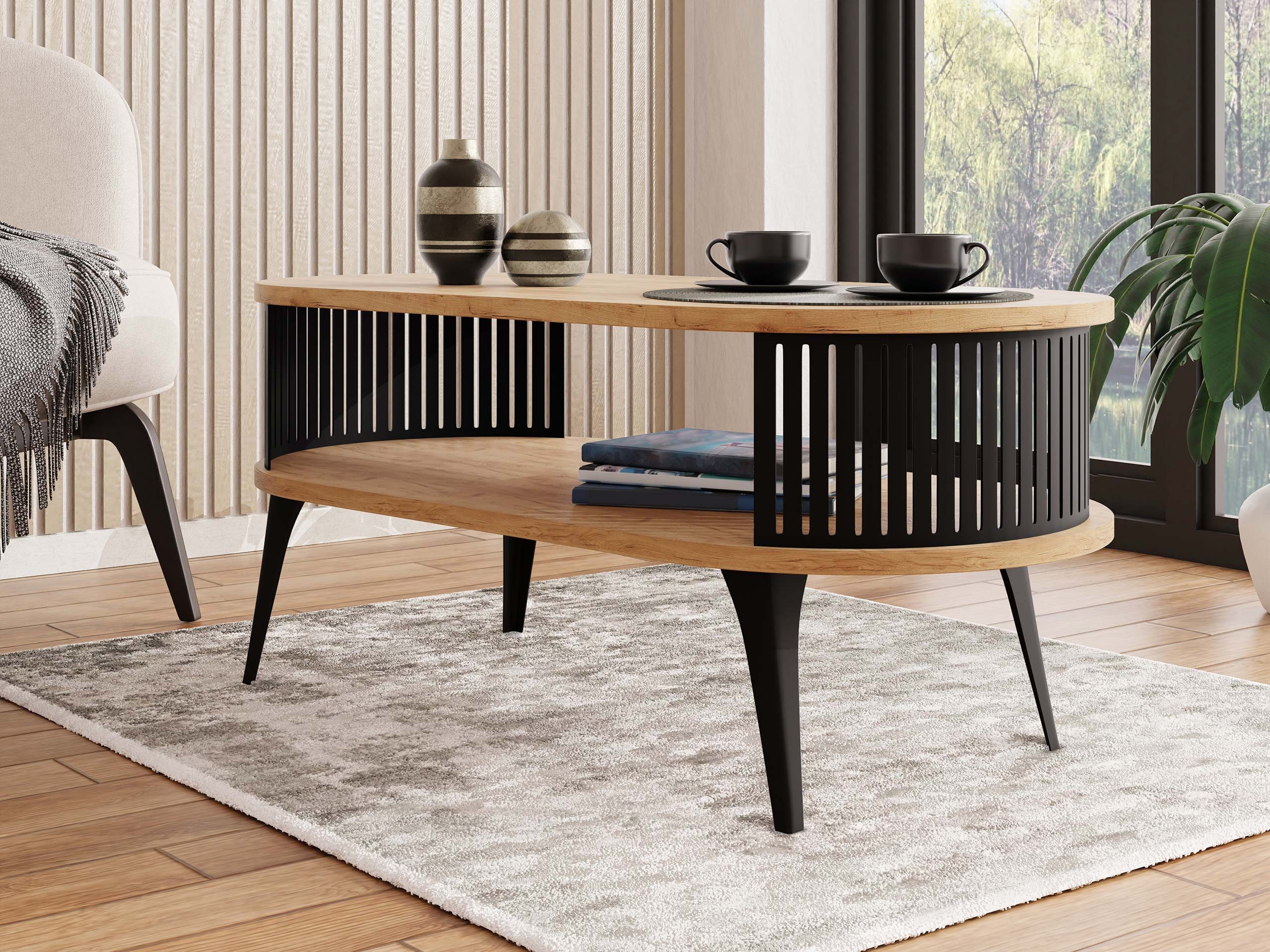 MIRJAN24 Couchtisch Roenni Oval (mit Regal), günstig online kaufen