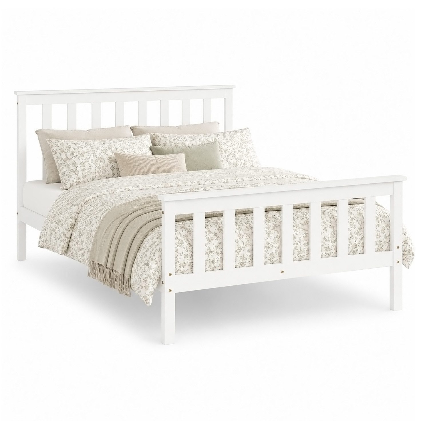 Homestyle4u Palettenbett 90x200 140x200 70x140 mit Lattenrost Jugendbett Weiß/Natur schlicht (Set, mit Lattenrost), mit Kopfteil
