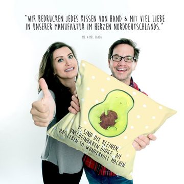 Mr. & Mrs. Panda Dekokissen Avocado mit Kern - Gelb Pastell - Geschenk, Motivkissen, Spruch Leben