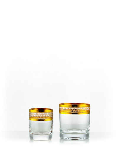 Crystalex Whiskyglas Barline Whiskygläser Schnapsgläser Gold 12-teiliges Set Kristallglas, Ktistallglas, Goldrand, Gold Gravur