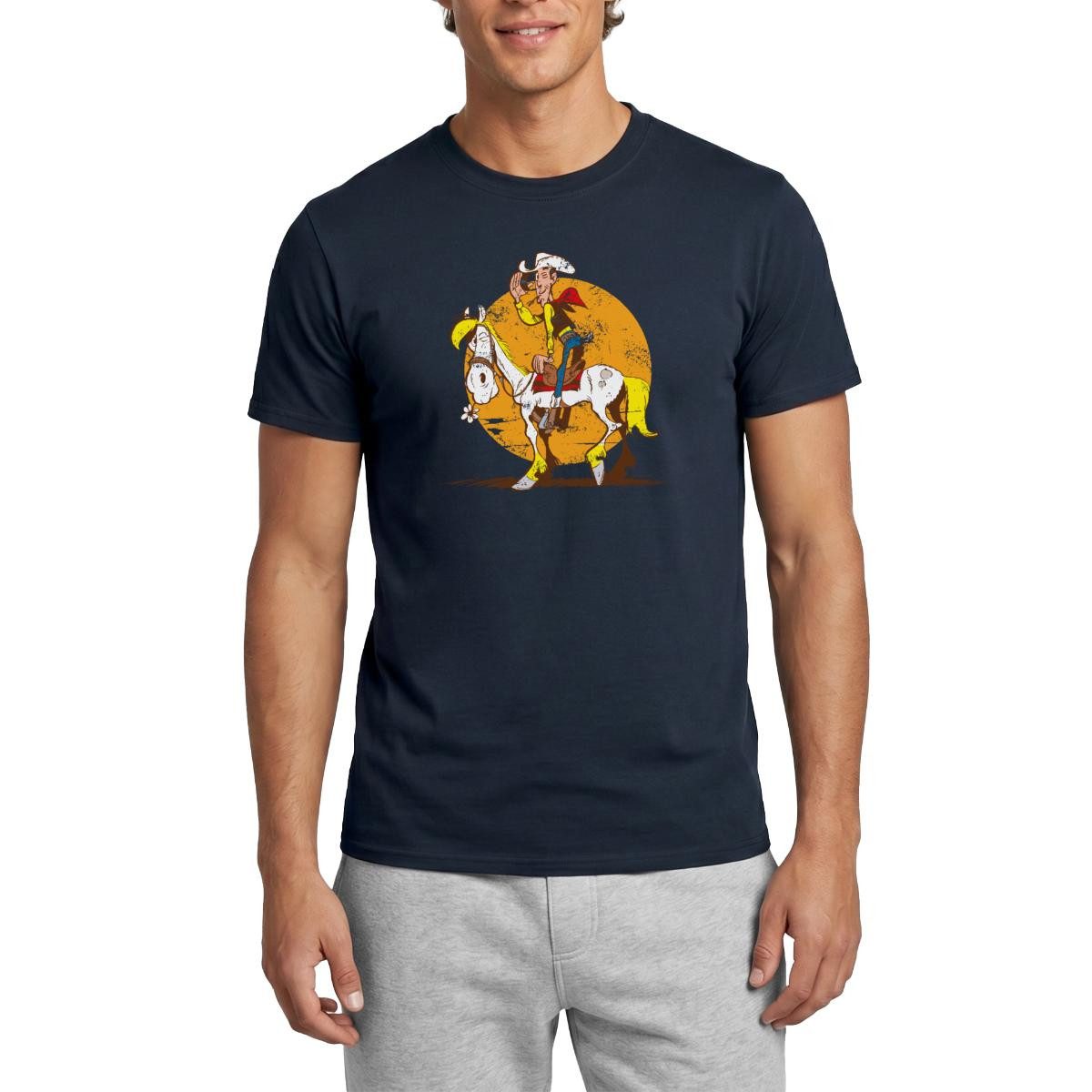 T-Shirt Lucky Luke Jolly Jumper im Sonnenuntergang Männer T-Shirt
