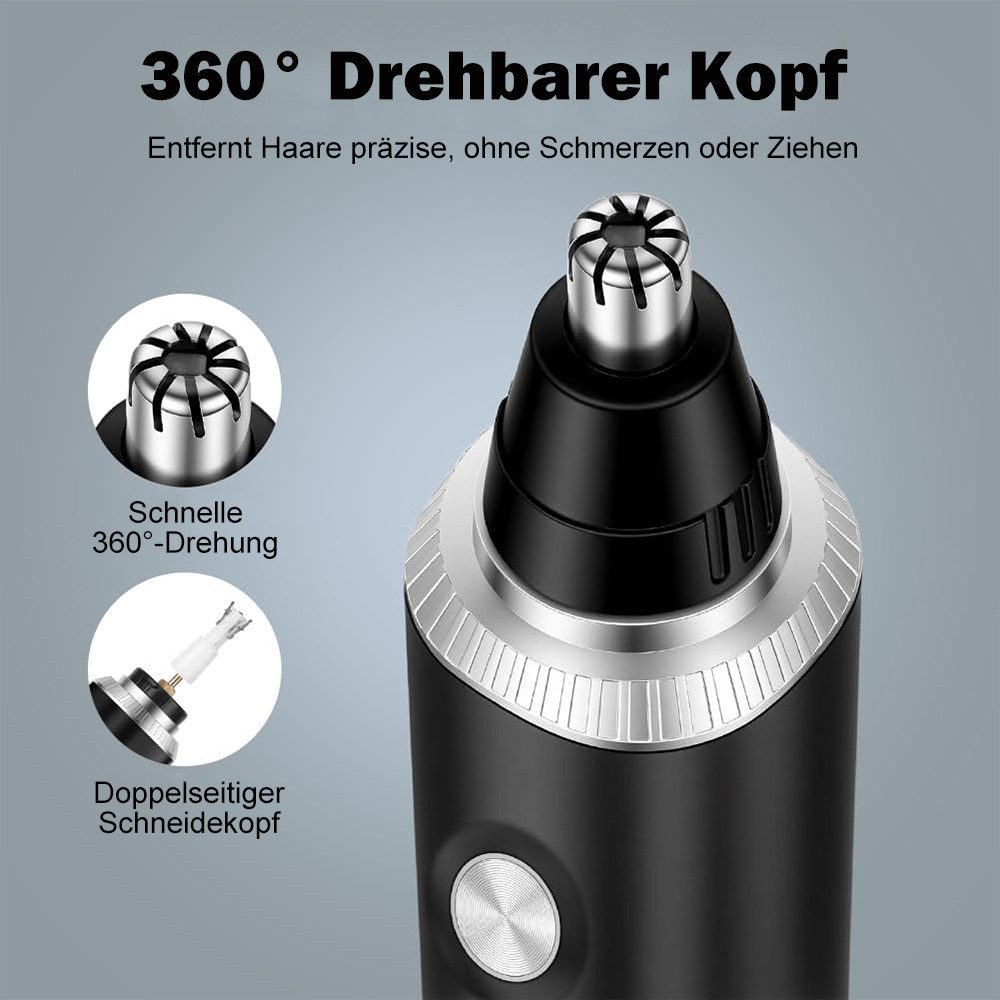 TUWENA Nasen- und Ohrhaartrimmer Nasenhaartrimmer Herren, 3 in 1 Nasentrimmer, Nasenhaarschneider, USB Wiederaufladbar Ohrhaartrimmer Schmerzloser Nasenhaarentferner