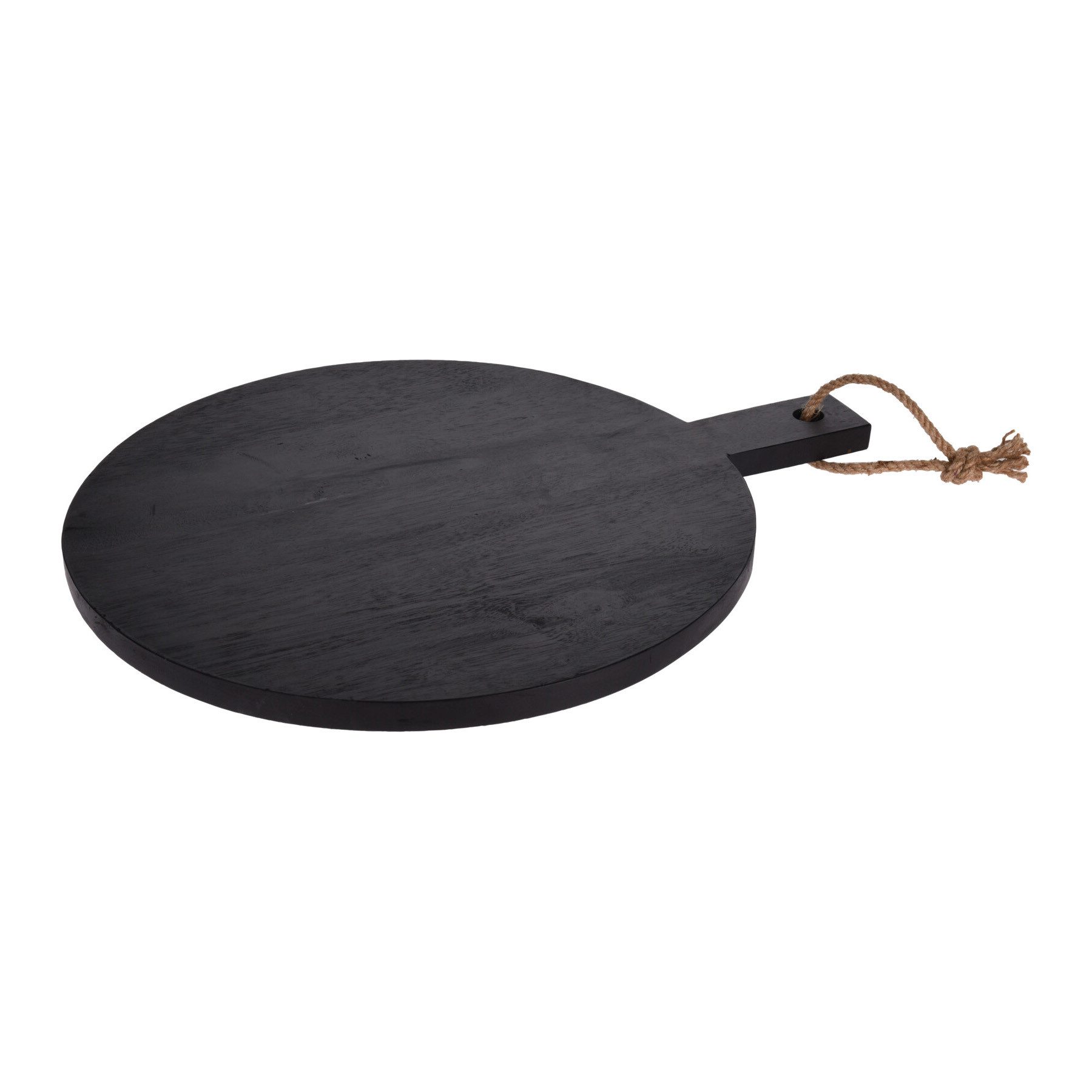 HAC24 Pizzaschneidebrett Schneidebrett Schwarz mit Griff Servierbrett Pizzabrett Holzbrett, Holz, (1-St), Rund, Ø40 cm, aus Gummibaumholz